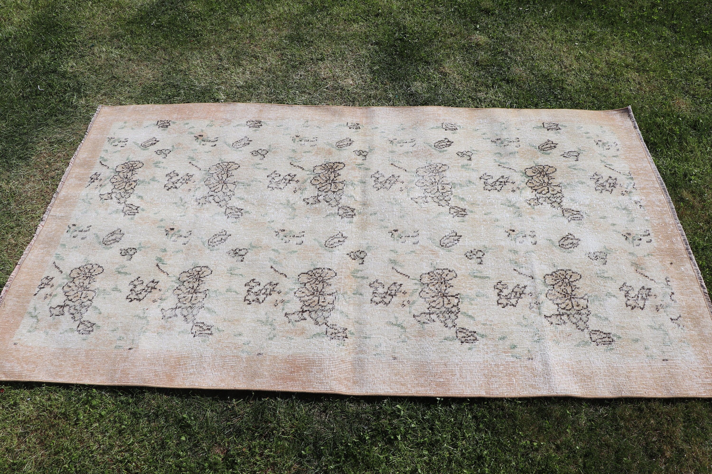 Exotic Rug, Decorative Rug, Statement Rugs, Vintage Rugs, Beige Bedroom Rug, 3.6x6.2 ft Accent Rug, Turkish Rugs, Entry Rug, Home Decor Rug