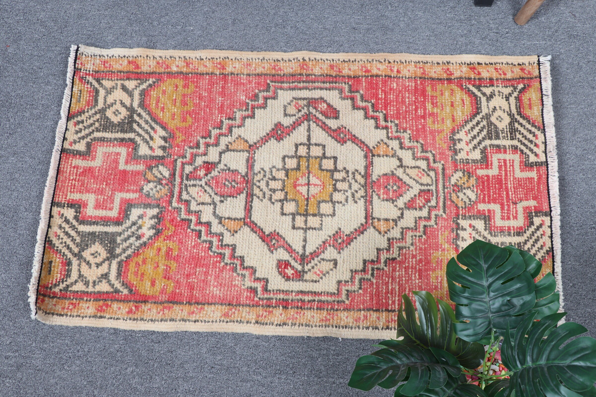 Red Oriental Rug, Turkish Rugs, Rugs for Bedroom, Nursery Rug, Wool Rugs, Vintage Rug, 1.7x2.8 ft Small Rug, Entryway Rug Rugs, Bedroom Rug