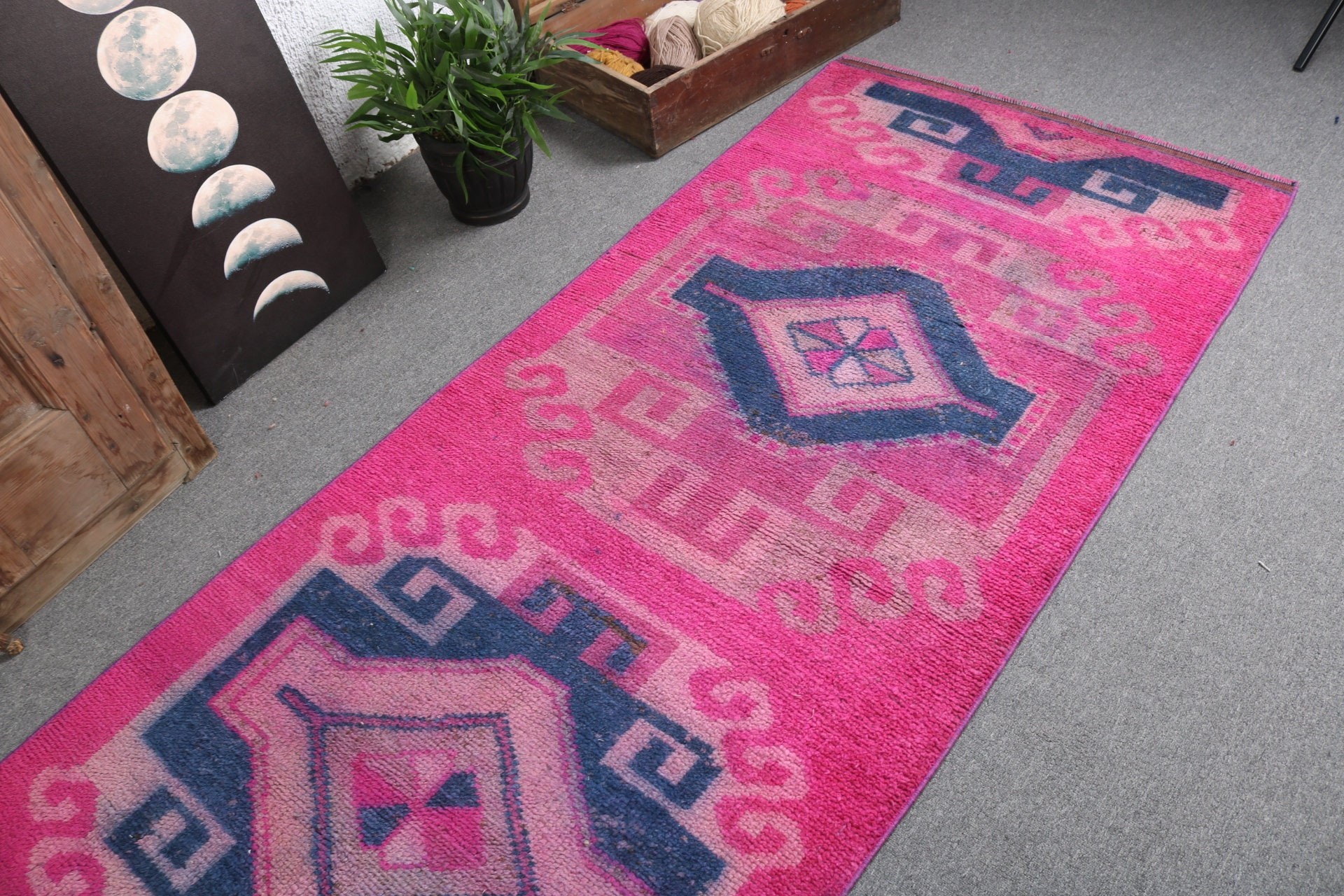 Beni Ourain Runner Rug, Pink Neutral Rugs, Turkish Rug, Kitchen Rugs, Boho Rugs, 3.1x10.7 ft Runner Rugs, Corridor Rugs, Vintage Rug