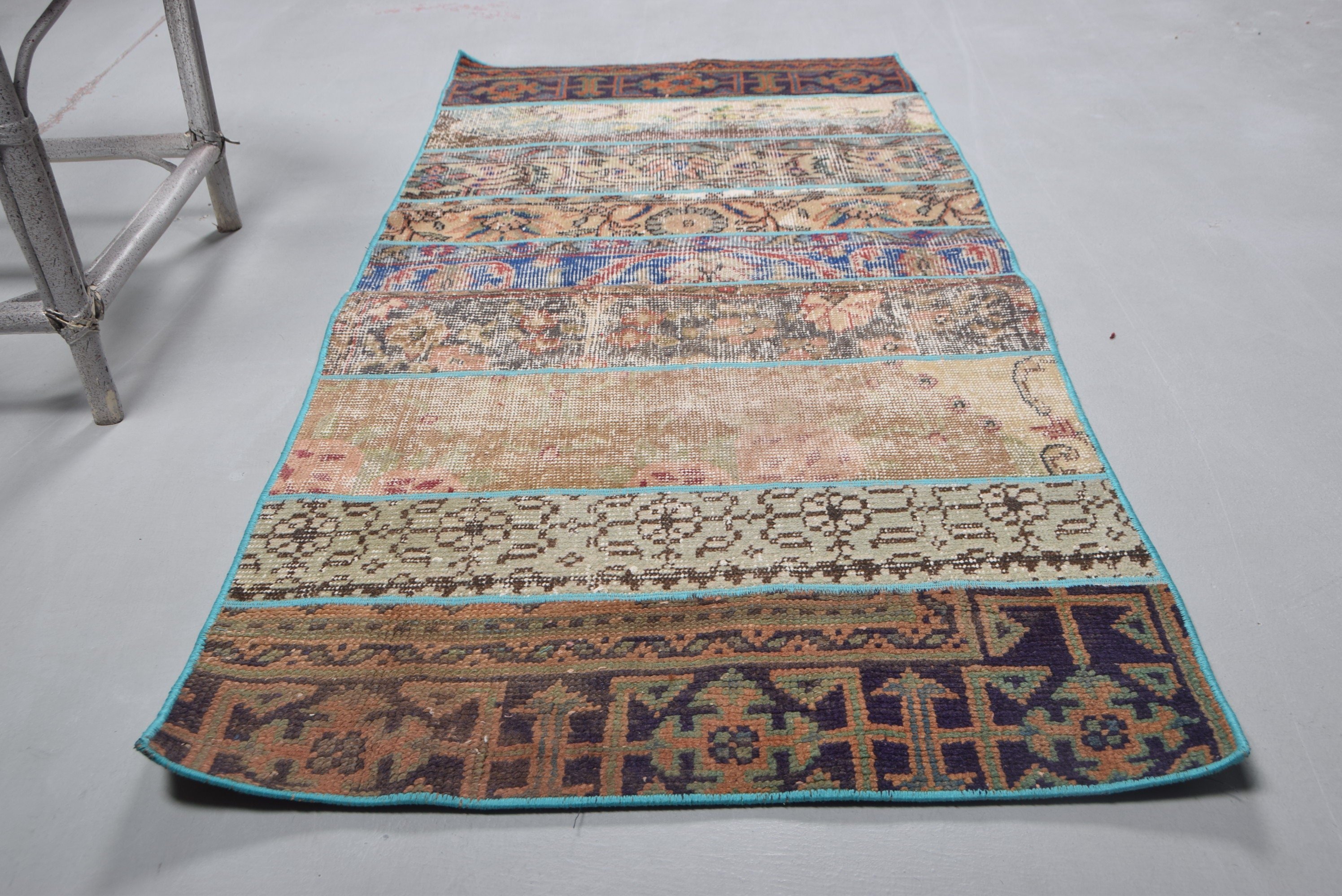 Vintage Halı, 2.4x5.2 ft Küçük Halı, Banyo Halıları, Banyo Halıları, Yatak Odası Halısı, Banyo Halıları, Türk Halısı, Kahverengi Yer Halıları