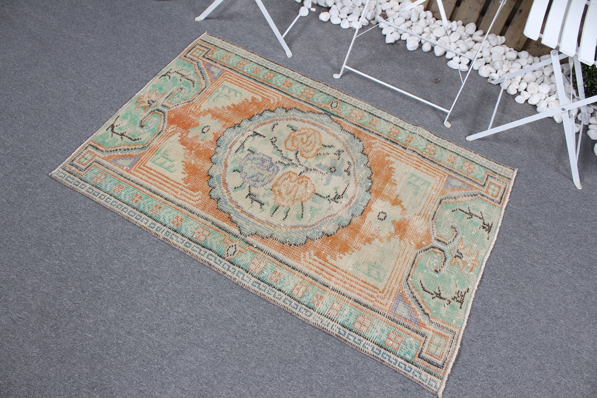 Door Mat Rug, Oriental Rugs, Vintage Rug, Floor Rug, Cute Rugs, Turkish Rugs, 2.8x4.1 ft Small Rug, Rugs for Bathroom, Orange Bedroom Rugs