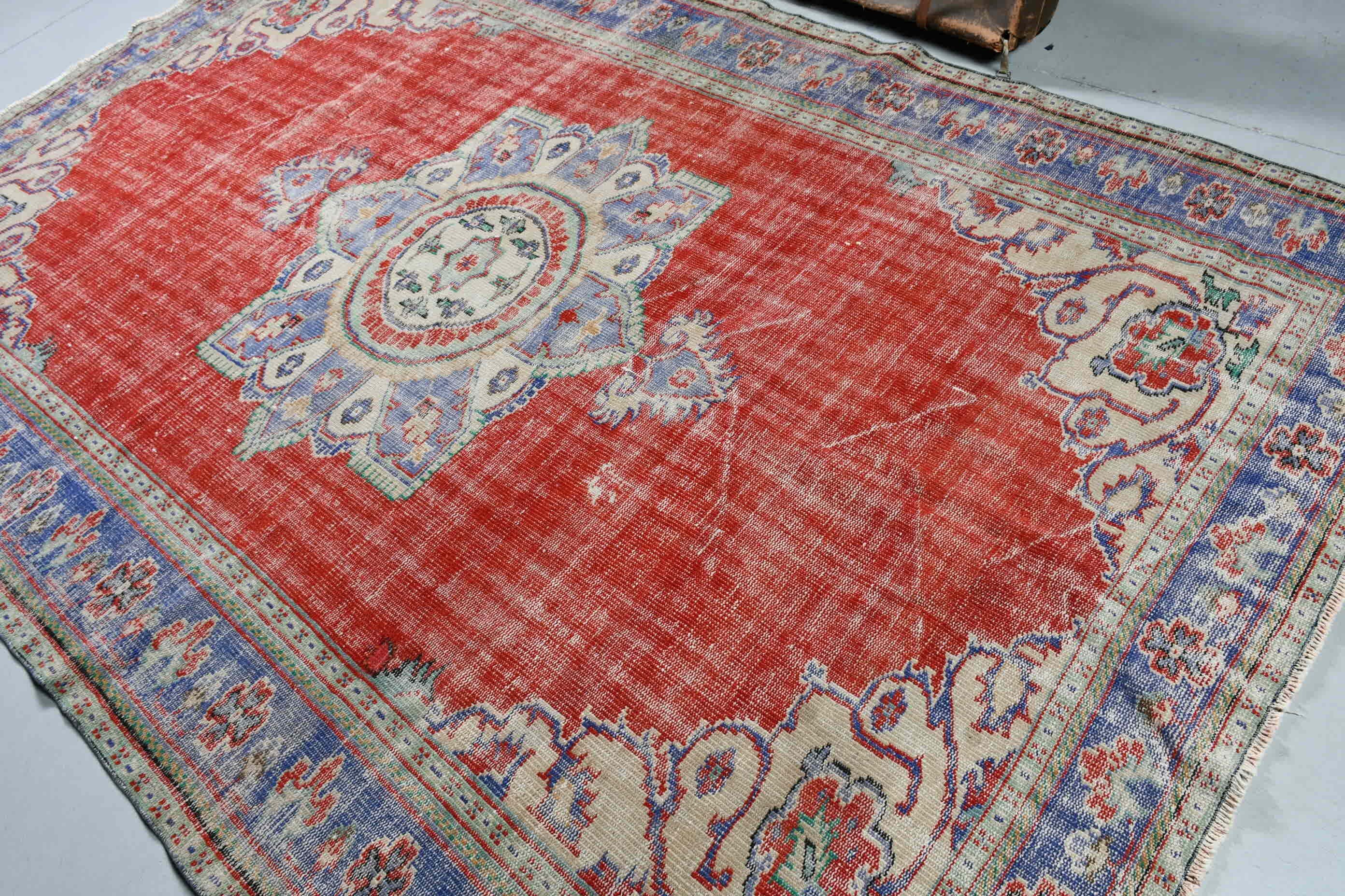 Anatolian Rug, 6.7x9.8 ft Large Rug, Red Oriental Rug, Bedroom Rug, Living Room Rug, Turkish Rug, Natural Rug, Vintage Rug