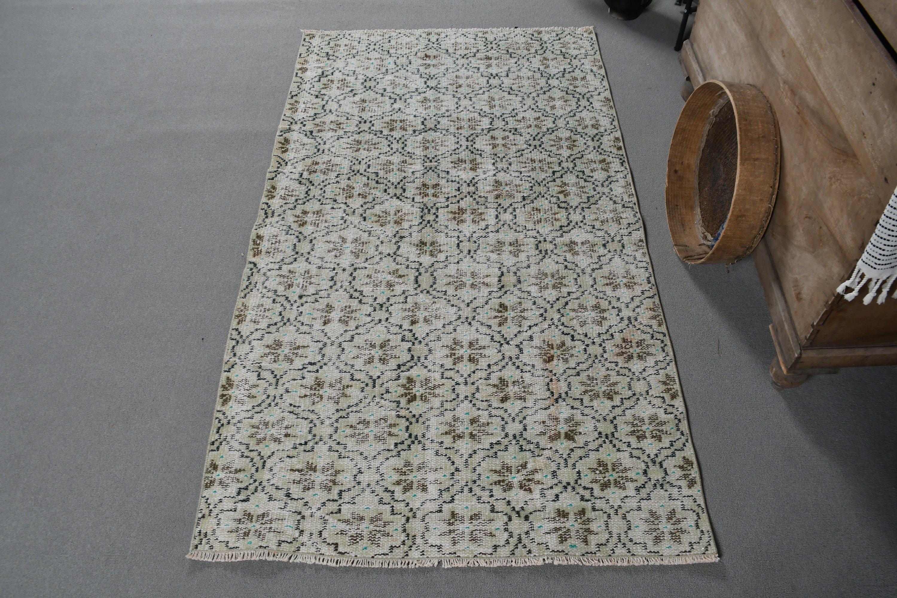 Green Oushak Rugs, Vintage Rug, Kitchen Rug, Oushak Rugs, Rugs for Nursery, Turkish Rug, Bedroom Rug, Distressed Rugs, 3x5.4 ft Accent Rug