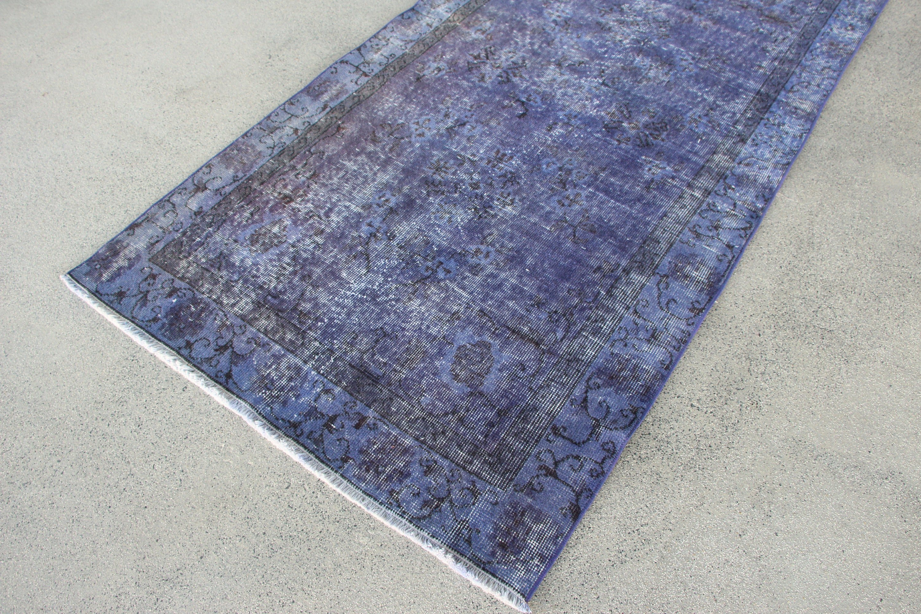 Turkish Rug, Vintage Rug, Floor Rugs, Rugs for Floor, Nursery Rugs, Antique Rug, Blue  3.6x6.9 ft Area Rugs, Bedroom Rug