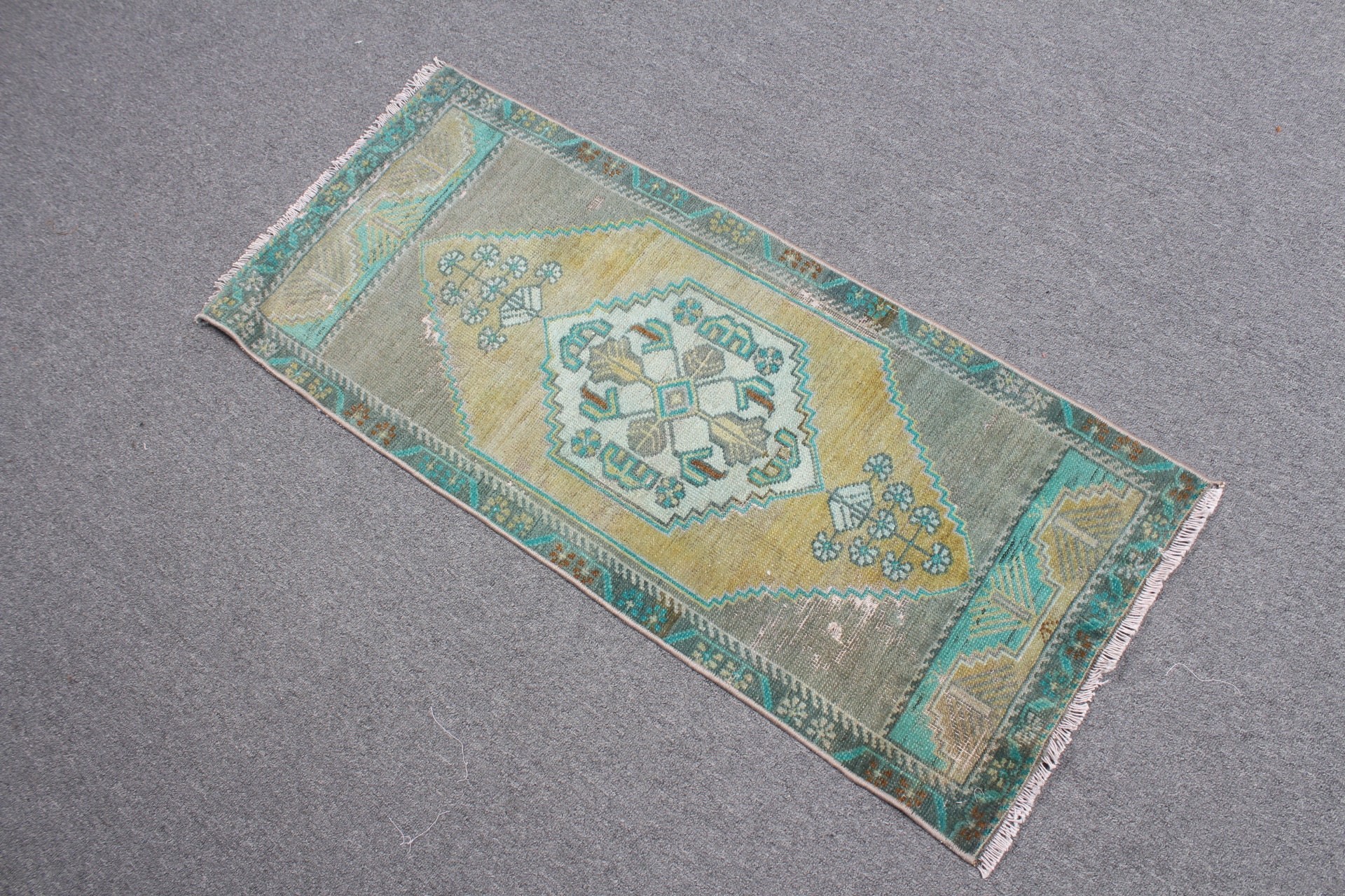 Türk Halısı, Araba Paspas Halısı, Banyo Halıları, Ev Dekor Halısı, Yeşil Antika Halılar, Vintage Halılar, 1.5x3.6 ft Küçük Halı, Yer Halısı, Araba Paspas Halıları