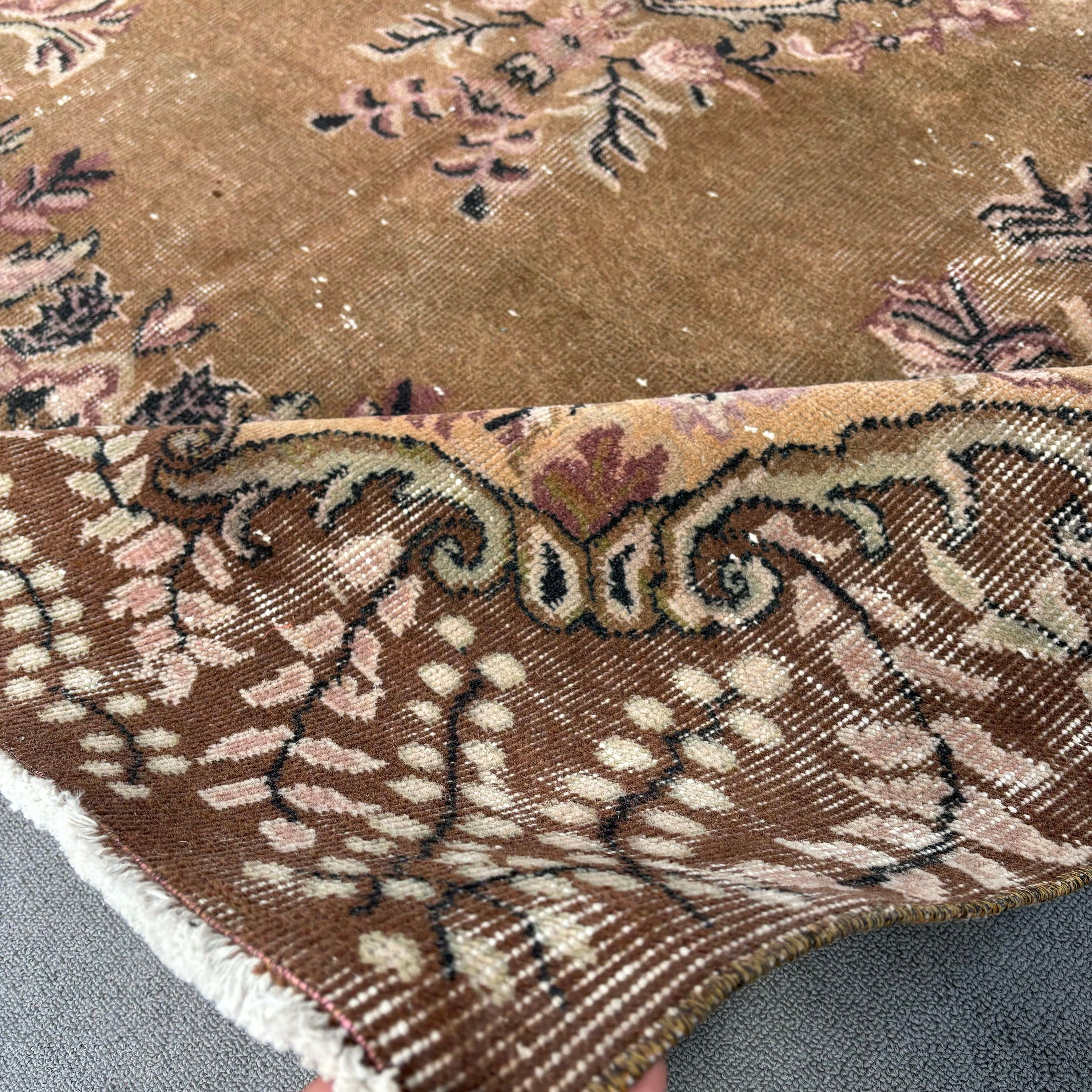 Bronze Home Decor Rug, Office Rugs, Wool Rugs, Turkish Rug, Anatolian Rug, Vintage Rug, Bedroom Rug, 5.7x9.3 ft Large Rugs, Dining Room Rug