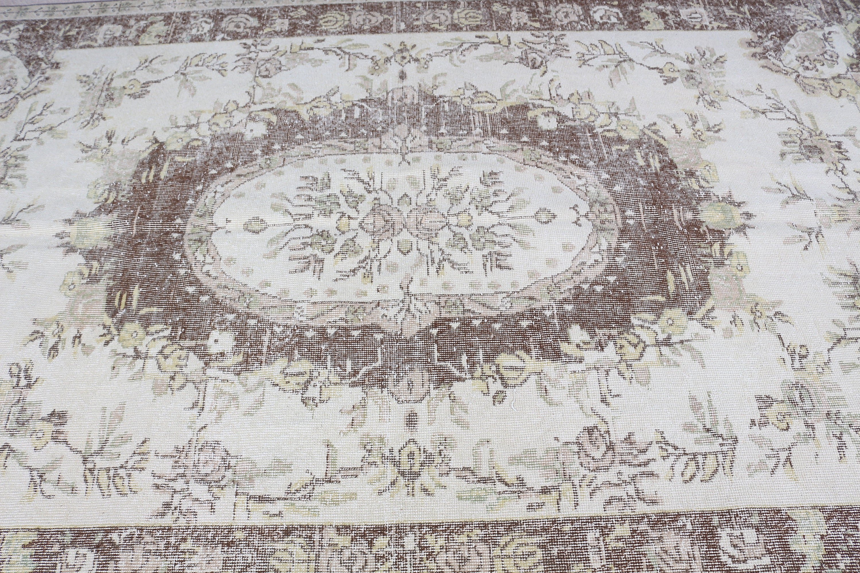 Ev Dekor Halısı, Bej Ev Dekor Halısı, 5.5x8.9 ft Büyük Halı, Yatak Odası Halıları, Yemek Odası Halıları, Vintage Halı, Yemek Odası Halısı, Türk Halısı