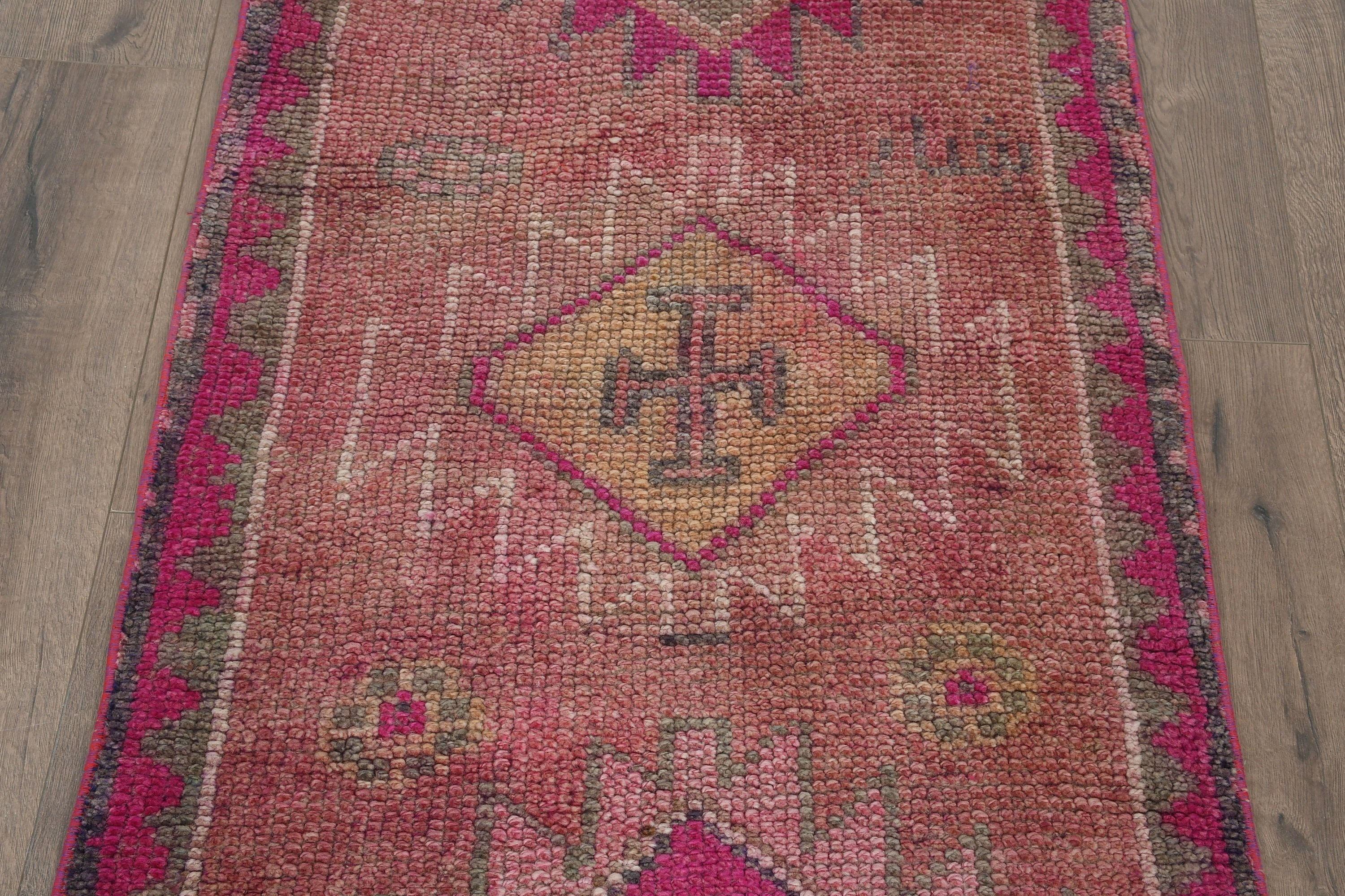 Vintage Rugs, Stair Rug, Rugs for Corridor, 2.7x11 ft Runner Rug, Ethnic Rug, Oushak Rugs, Turkish Rugs, Pink Kitchen Rugs, Bedroom Rugs