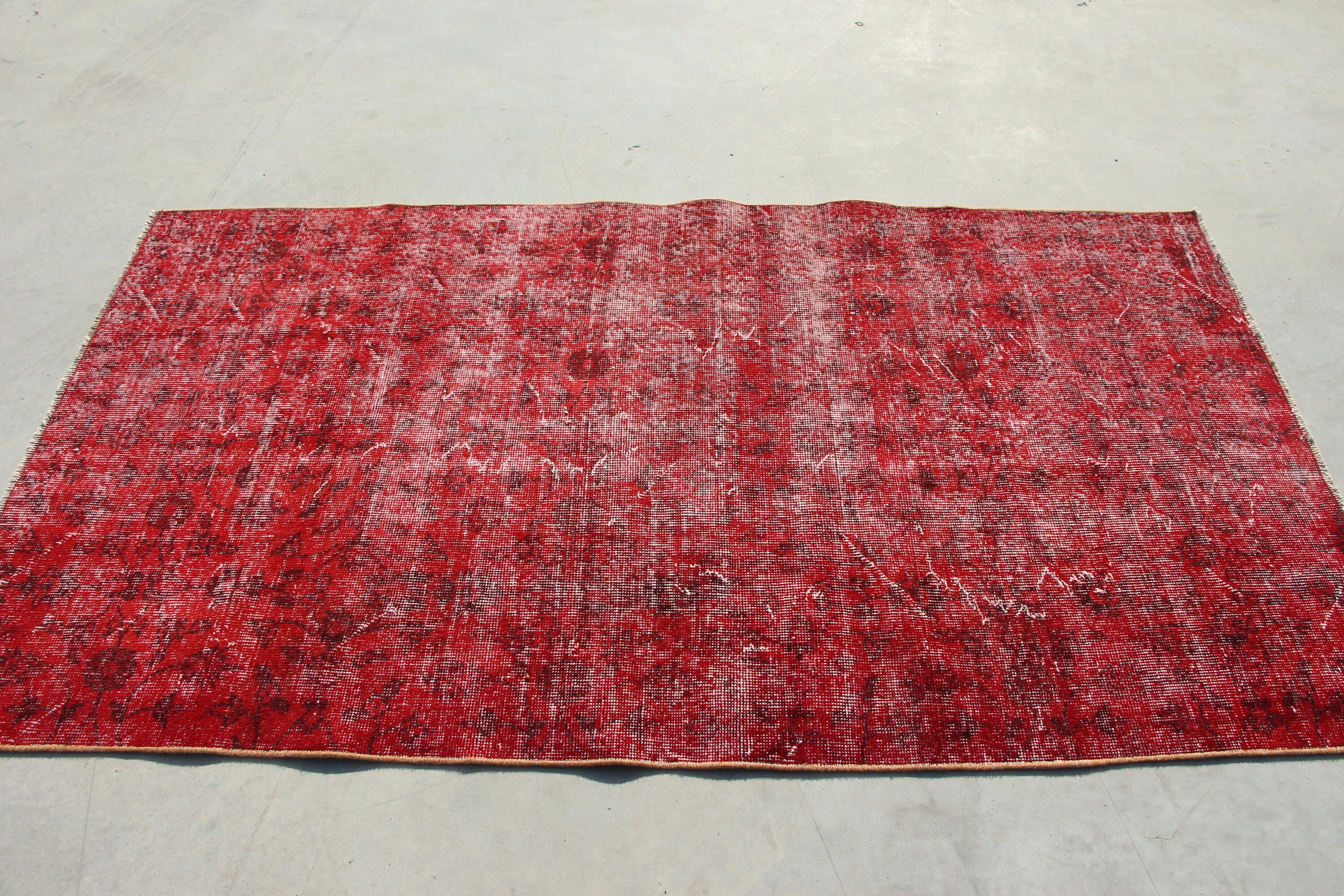 Nursery Rug, Vintage Decor Rug, Rugs for Area, Vintage Rug, Cool Rugs, Turkish Rug, Red  3.7x6.6 ft Area Rugs