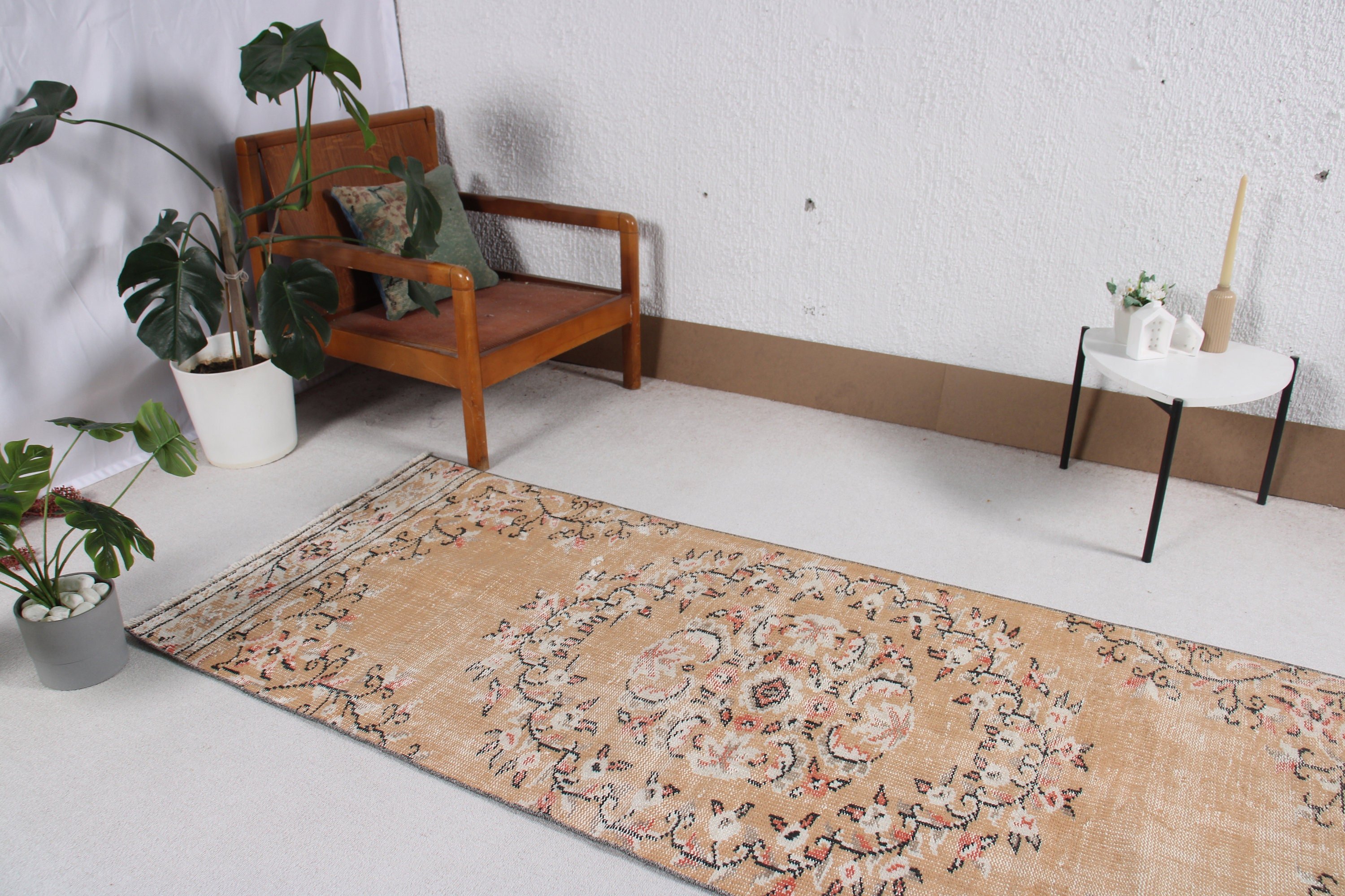 Vintage Halı, Oryantal Halılar, Giriş Halısı, Kahverengi Boho Halılar, 3x7,3 ft Accent Halılar, Lüks Halılar, Türk Halısı, Yer Halısı, Dekoratif Halılar