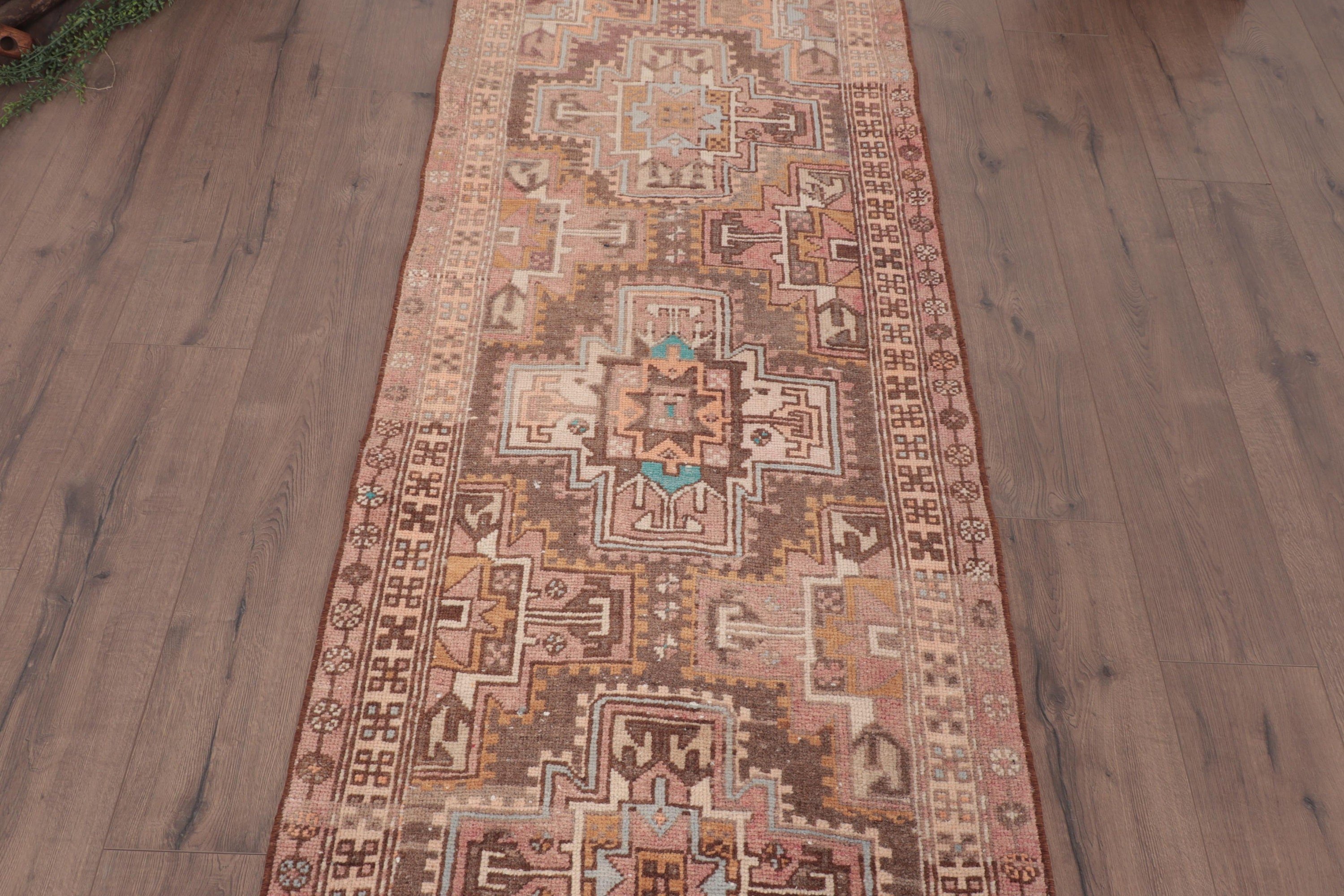 Vintage Runner Rugs, Beni Ourain Runner Rugs, Pink Cool Rugs, Floor Rug, Oriental Rugs, 2.6x9.7 ft Runner Rug, Vintage Rug, Turkish Rugs