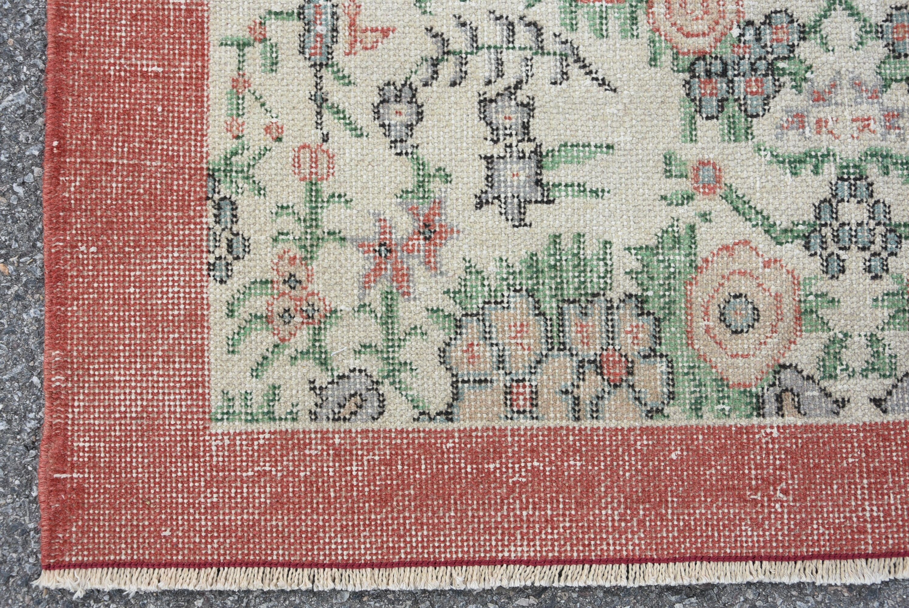 Living Room Rug, Rugs for Nursery, Turkish Rug, Vintage Rugs, 3.7x6.7 ft Area Rugs, Antique Rug, Nursery Rugs, Red Oushak Rug, Cool Rug