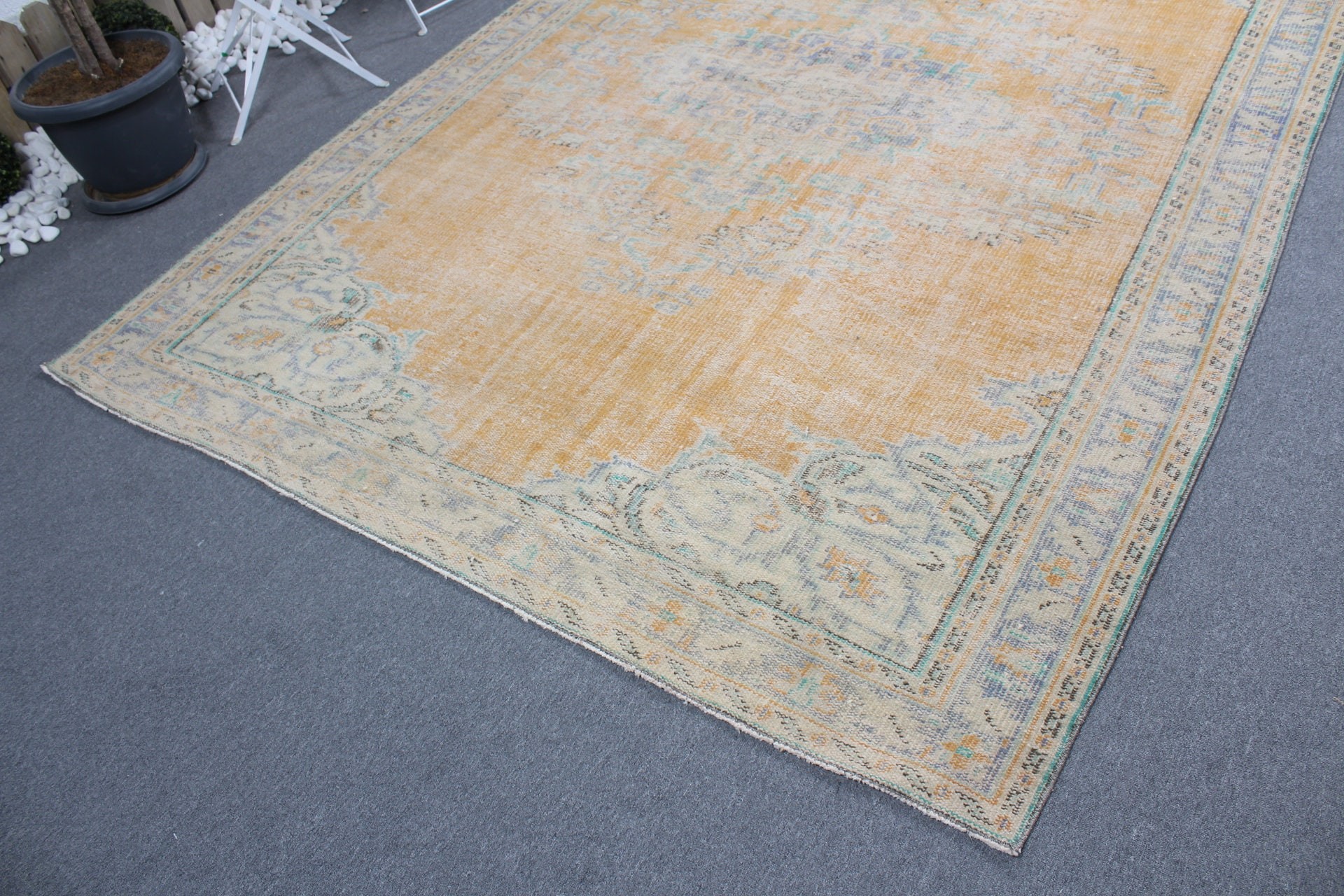 Salon Rugs, Rugs for Salon, 6.8x10 ft Large Rug, Vintage Rugs, Dining Room Rug, Yellow Antique Rug, Kitchen Rugs, Bedroom Rug, Turkish Rug