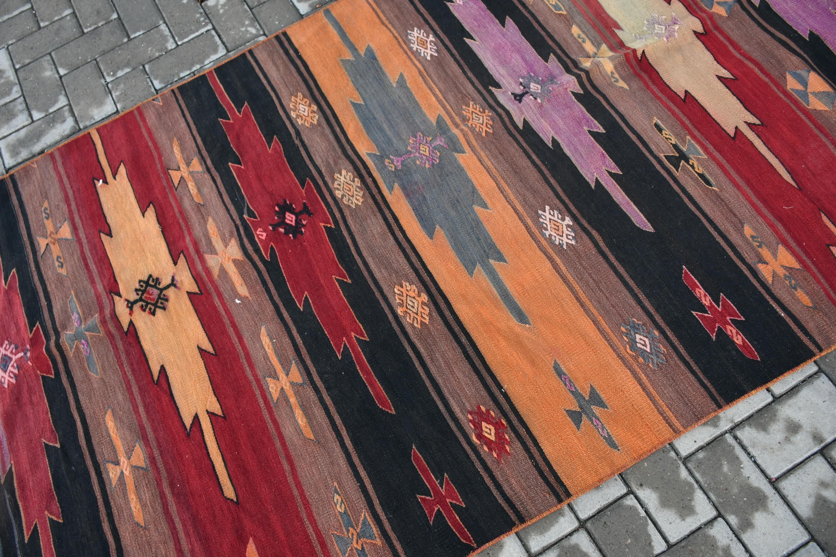 4x10.2 ft Runner Rugs, Tribal Rug, Kilim, Vintage Rugs, Kitchen Rug, Corridor Rug, Turkish Rug, Bedroom Rug, Red Floor Rugs