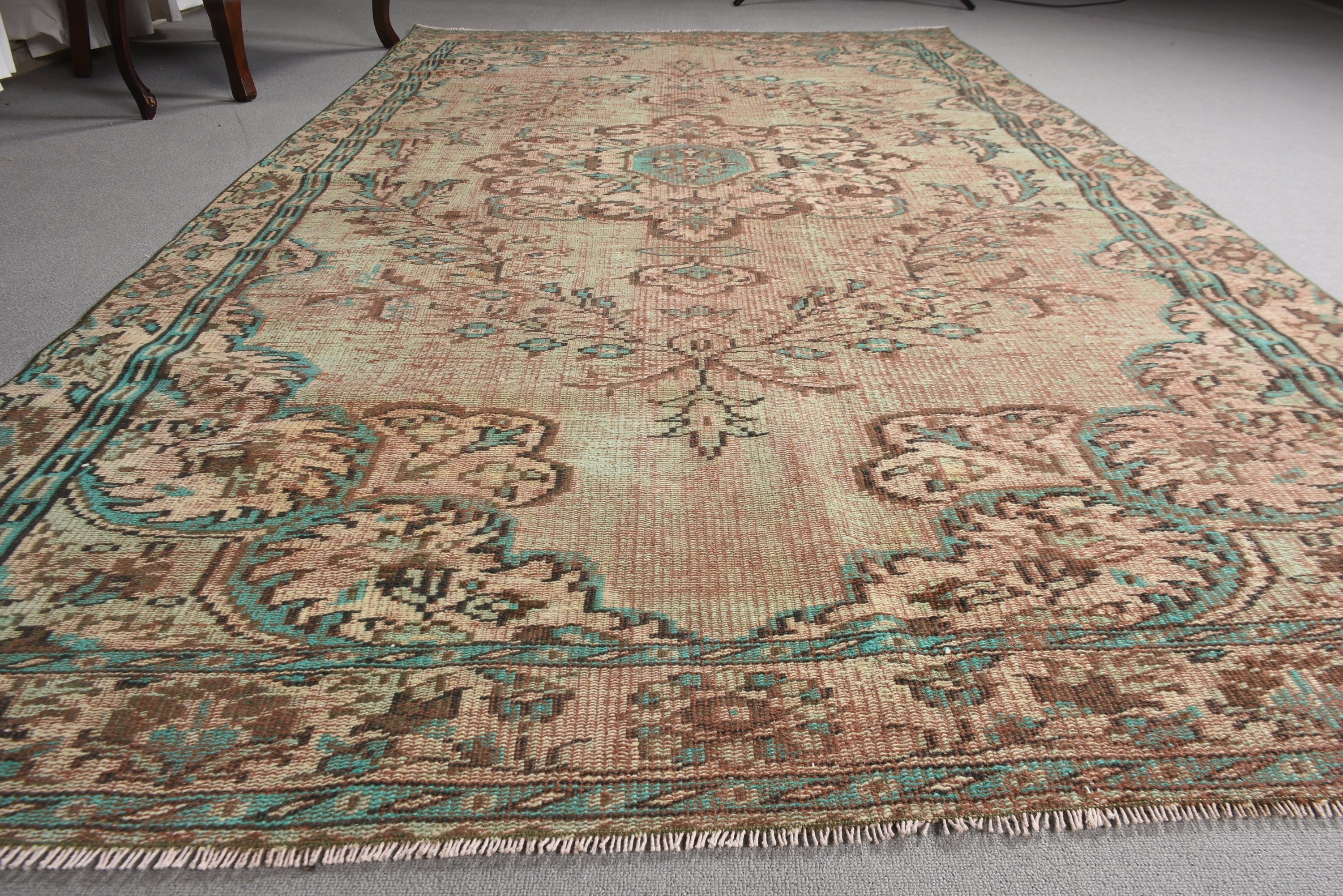 Türk Halıları, 5.5x10 ft Büyük Halılar, Kahverengi Yer Halıları, Boho Halıları, Vintage Halılar, Büyük Boho Halıları, Yatak Odası Halısı, Büyük Oushak Halıları