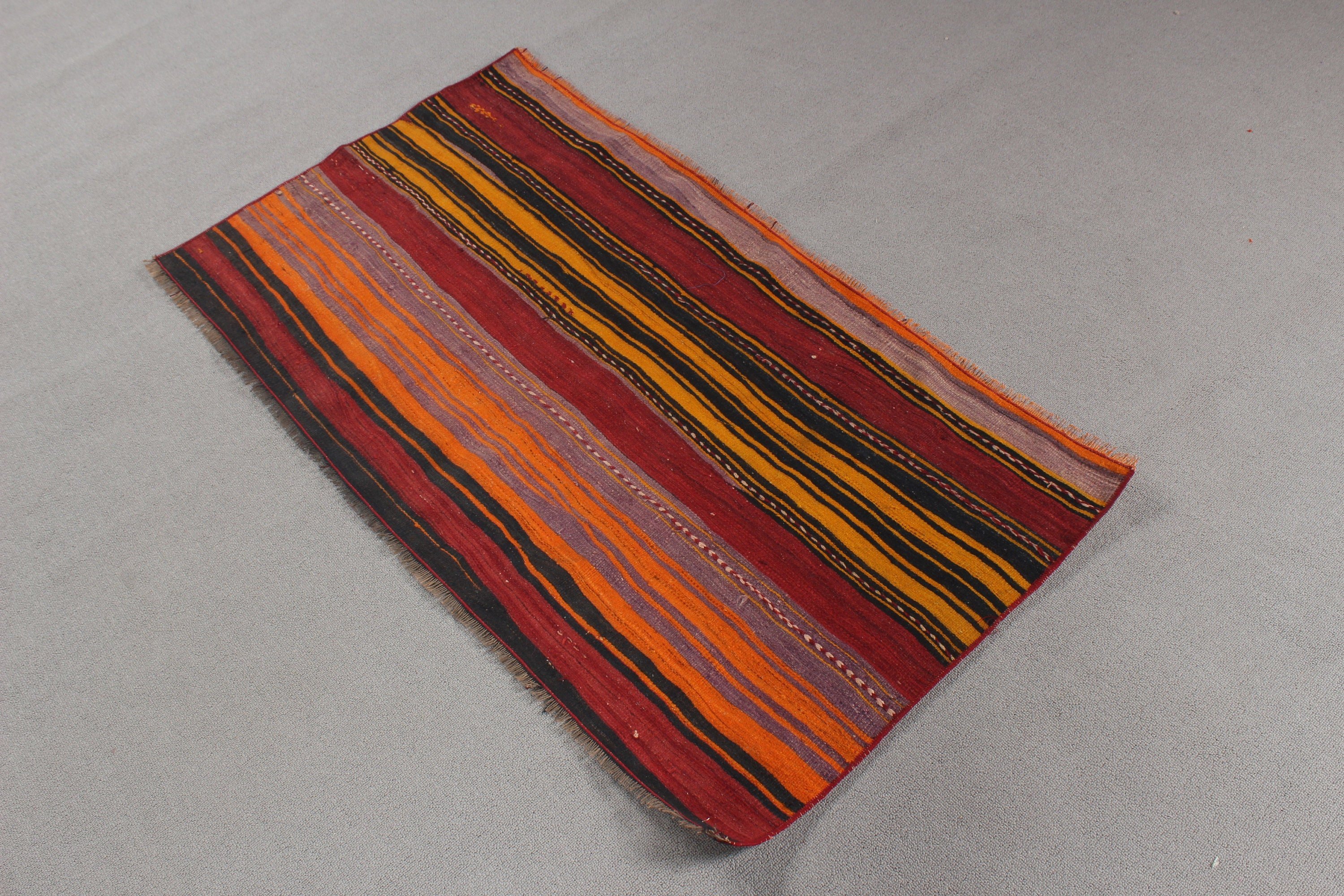 Kitchen Rug, Door Mat Rugs, Orange  2.3x4.4 ft Small Rugs, Vintage Rugs, Aztec Rug, Kilim, Turkish Rugs, Flatweave Rugs