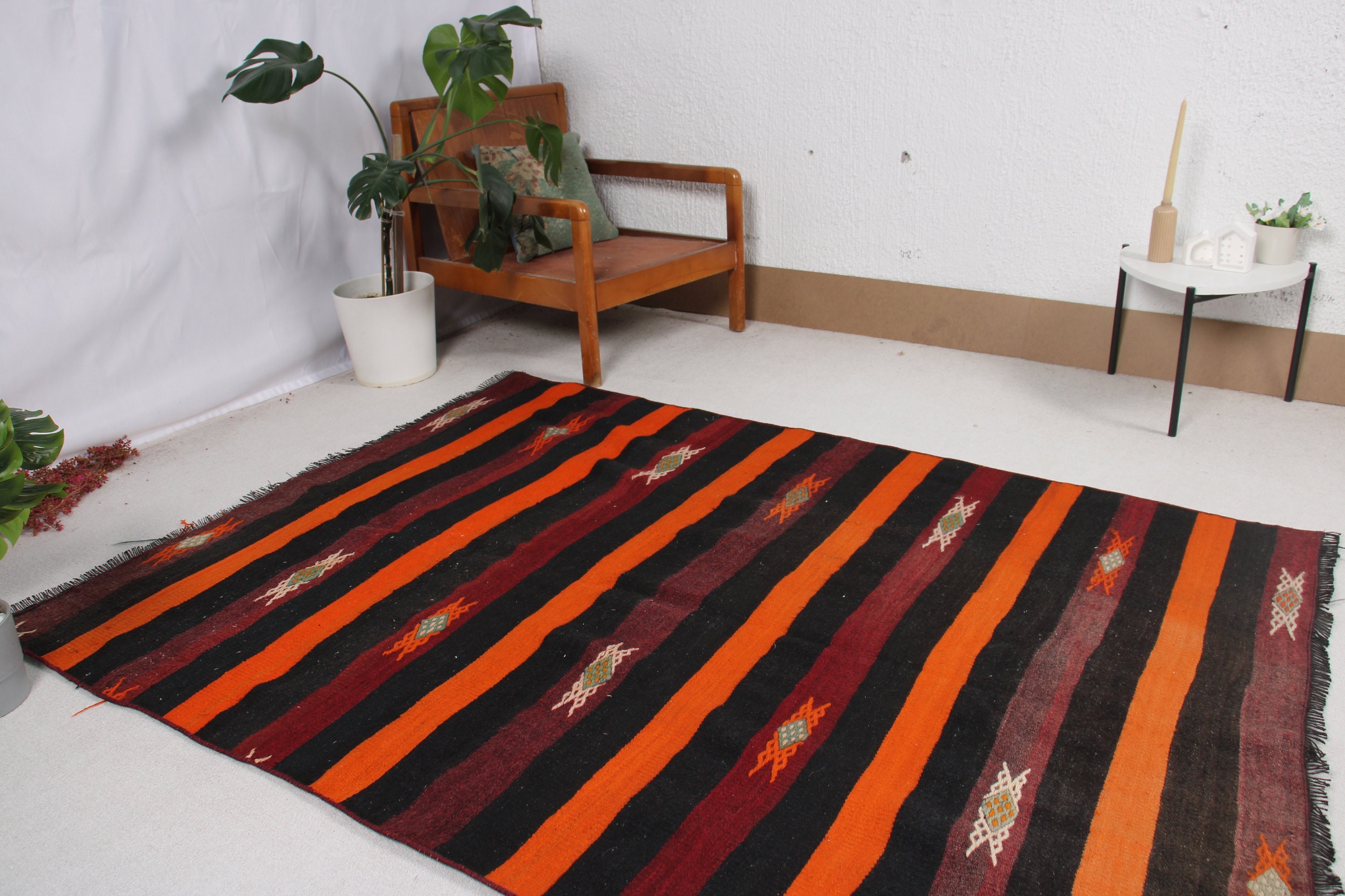 Türk Halısı, 4.9x6.6 ft Alan Halısı, Siyah Ev Dekorasyonu Halısı, Vintage Halı, Türk Alan Halısı Halıları, Kilim, Yer Halıları, Anadolu Halısı, Oryantal Halılar