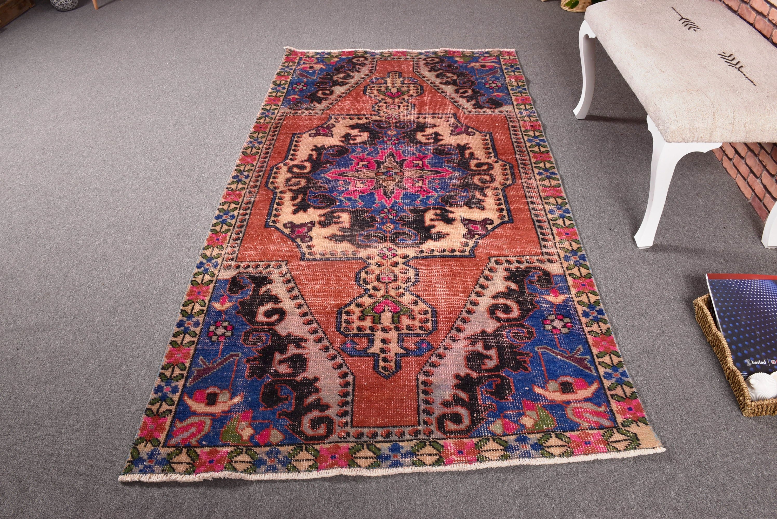 Vintage Halılar, 3,9x7,3 ft Alan Halıları, Mutfak Halıları, Kırmızı Ev Dekorasyonu Halıları, Oushak Alan Halısı, Geometrik Halılar, İç Mekan Halısı, Yer Halısı, Türk Halıları