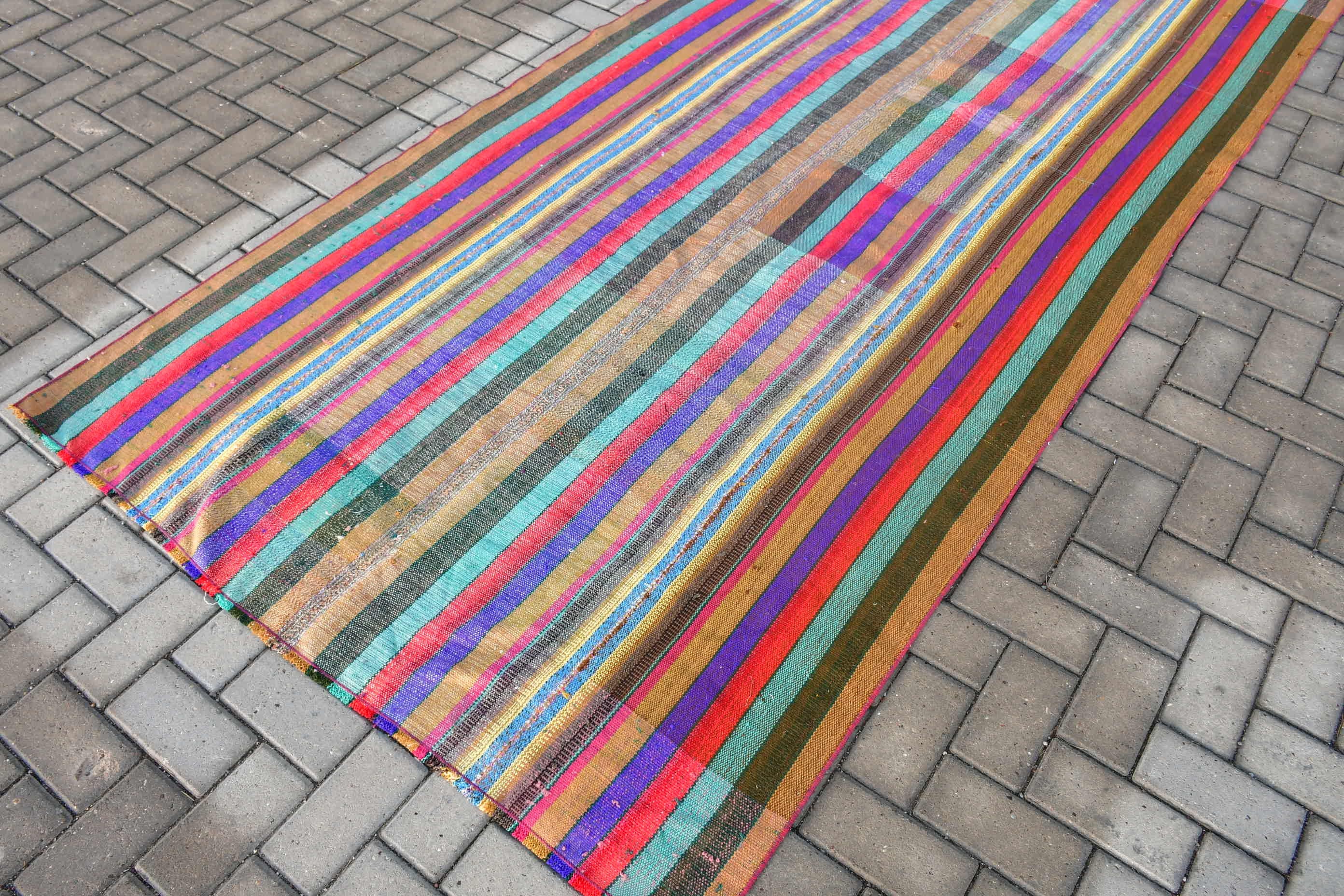 Vintage Rug, Kilim, Anatolian Rugs, Bedroom Rugs, Ethnic Rug, 4.5x10.5 ft Large Rug, Dining Room Rugs, Rainbow Home Decor Rug, Turkish Rugs