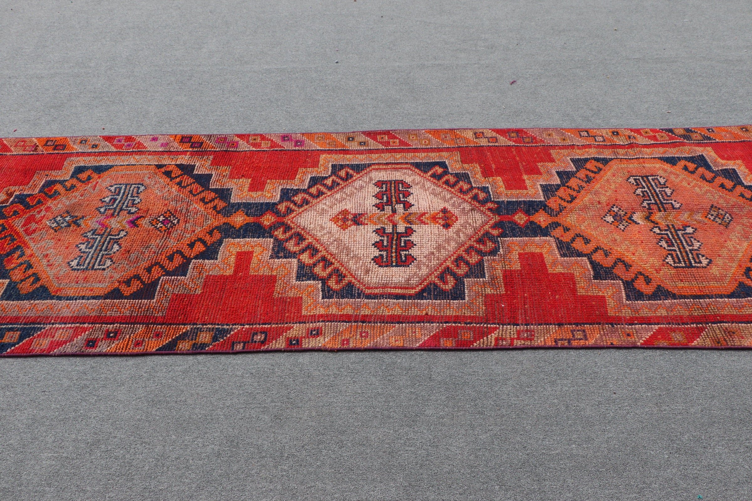 Vintage Rug, Antique Rugs, Kitchen Rug, Turkish Rugs, Cool Rugs, Red Wool Rug, Rugs for Runner, 3.1x11.2 ft Runner Rugs, Hallway Rug