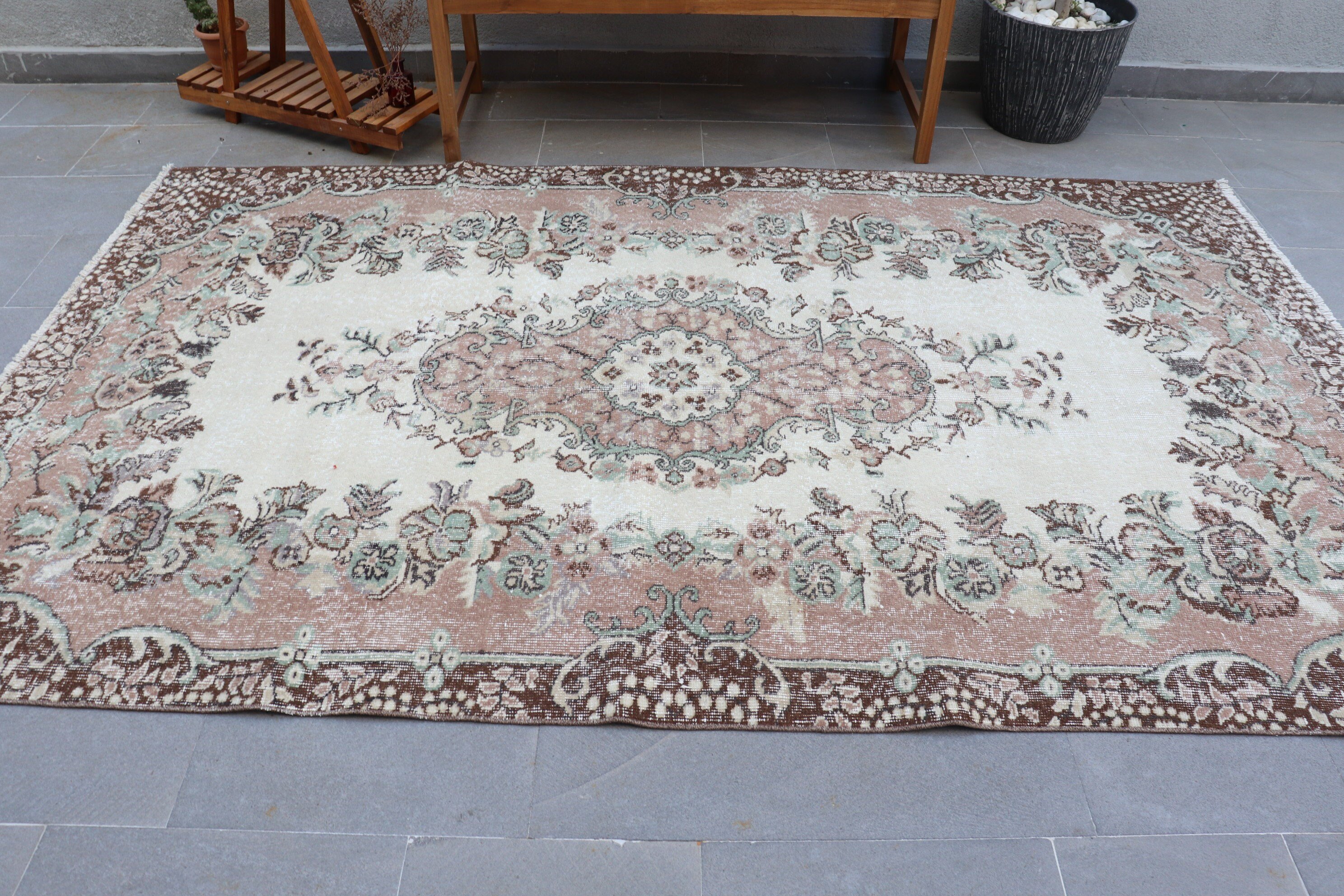 Living Room Rug, Pink Anatolian Rug, Rugs for Salon, Turkish Rug, Floor Rugs, Wool Rugs, Vintage Rug, Salon Rugs, 5.5x8.9 ft Large Rug