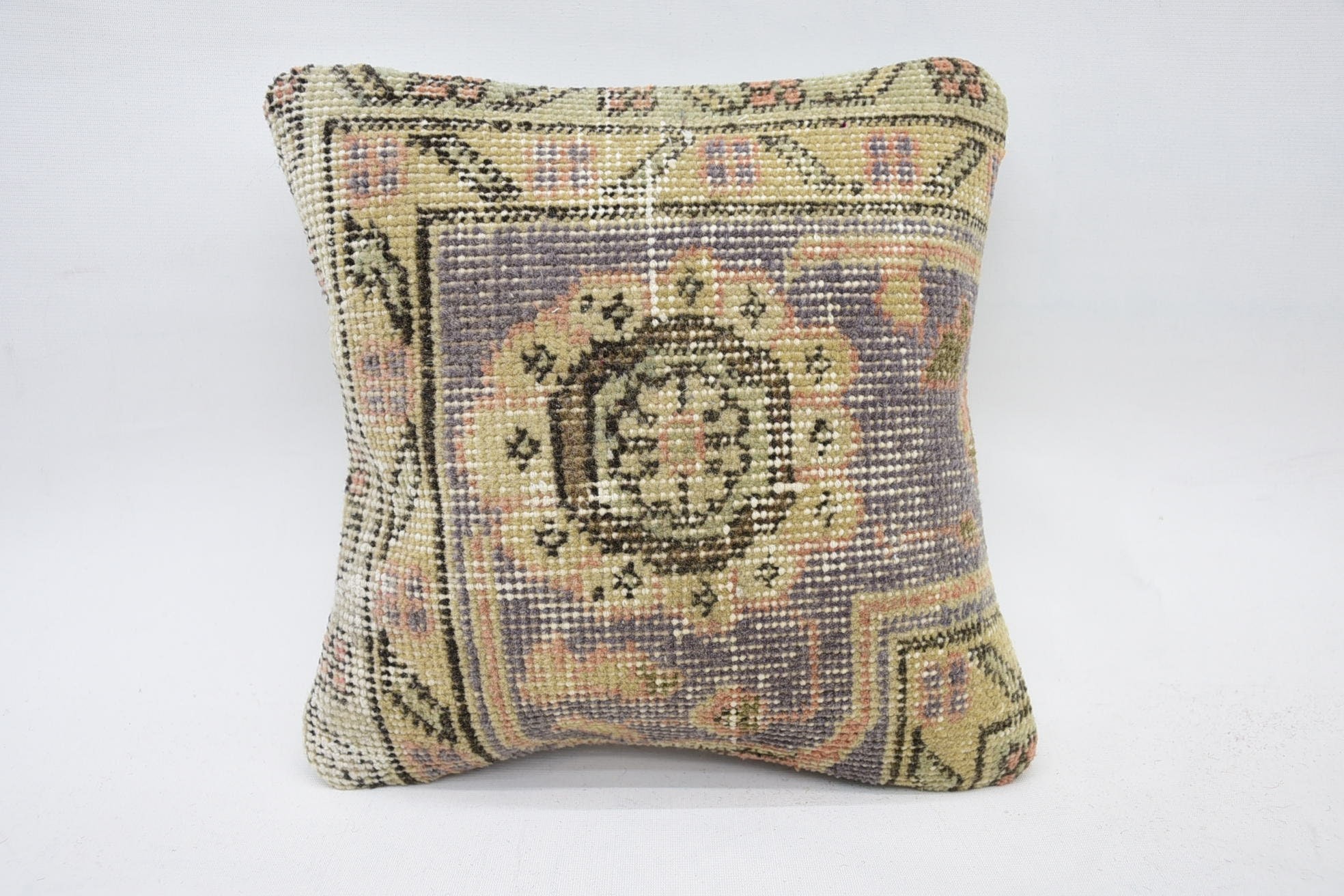 Throw Kilim Pillow, Cozy Throw Pillow Sham, Handmade Kilim Cushion, 12"x12" Beige Cushion Cover, Vintage Kilim Pillow