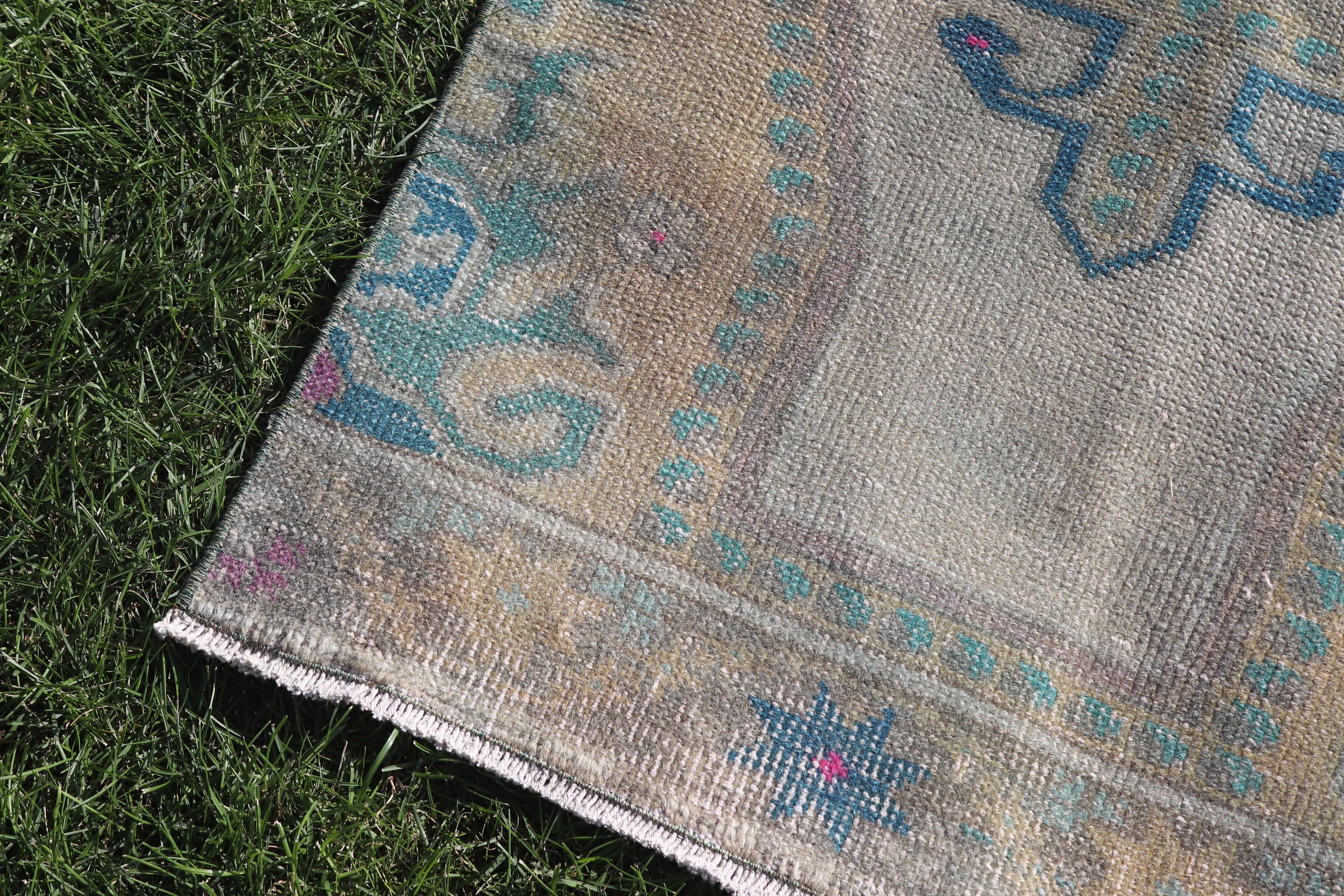 Luxury Rug, Rugs for Runner, Kitchen Rugs, Green Handwoven Rugs, Turkish Rug, Vintage Rug, Cool Rugs, Artistic Rug, 2.3x7.3 ft Runner Rug