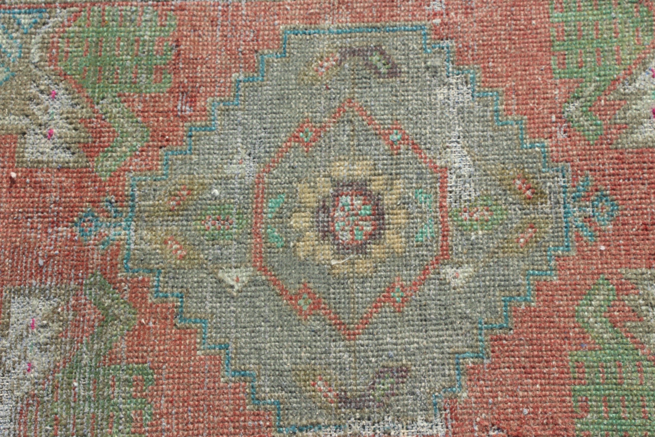 Türk Halıları, Mutfak Halıları, Yeşil Yün Halılar, Yatak Odası Halıları, Küçük Vintage Halılar, 1.7x3.2 ft Küçük Halı, Vintage Halılar, Geometrik Halılar