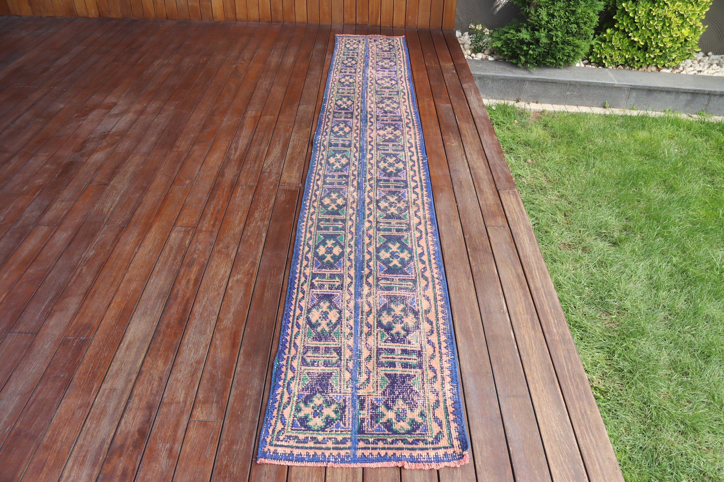 Beni Ourain Runner Halıları, Fas Halısı, Uzun Yolluk Halısı, Vintage Halı, Türk Halısı, 1.7x11.2 ft Runner Halısı, Boho Halıları, Mavi Antika Halılar