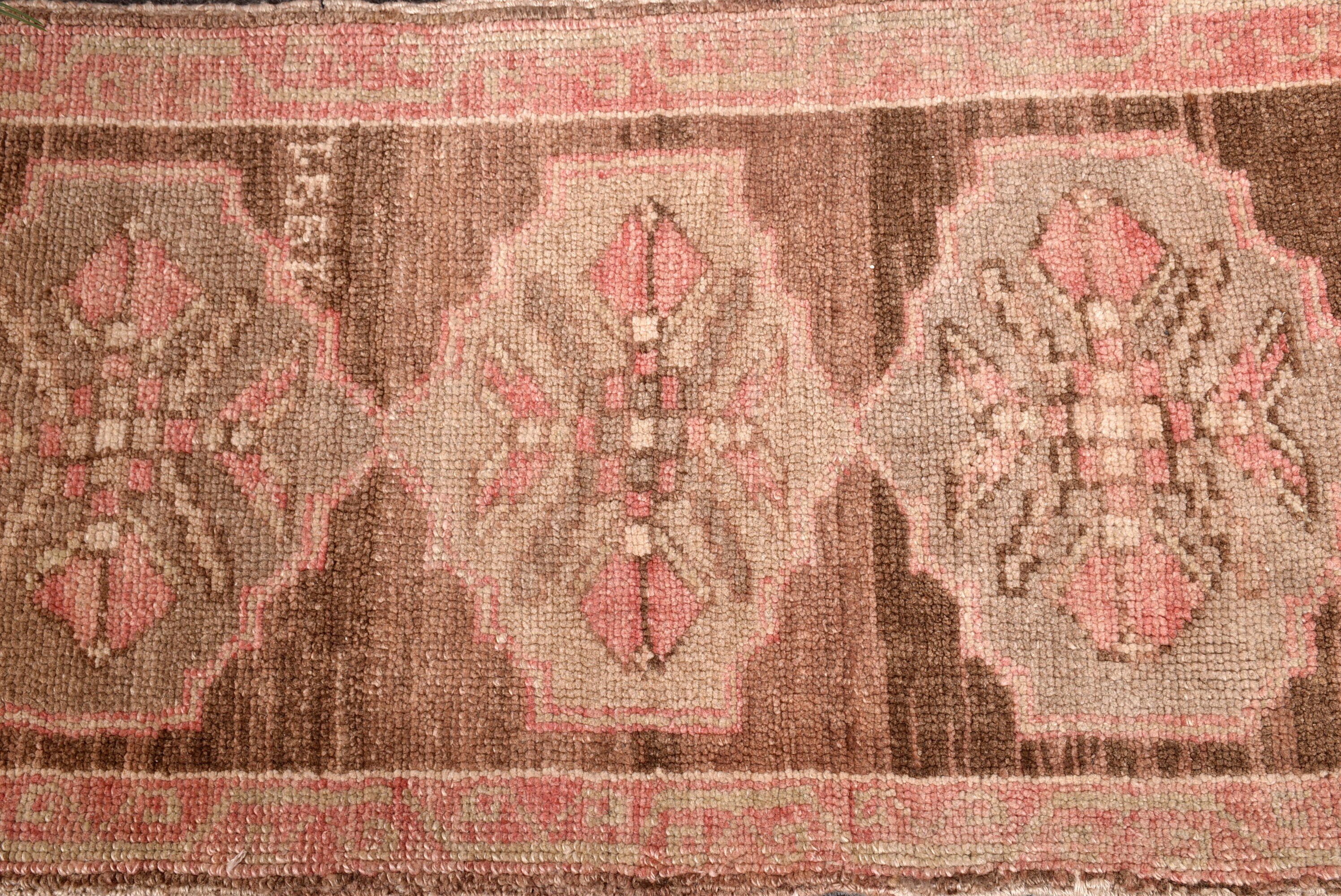 1.6x3 ft Küçük Halı, Araba Paspas Halısı, Türk Halıları, Etnik Halılar, Duvara Asılı Halılar, Oushak Halıları, Vintage Halılar, Kahverengi Nötr Halı