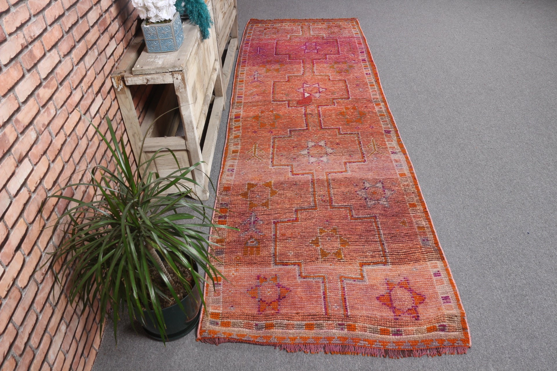 Orange Kitchen Rug, Turkish Rug, Moroccan Rugs, Hallway Rugs, Stair Rugs, 2.9x9.2 ft Runner Rugs, Eclectic Rug, Vintage Rug, Home Decor Rug