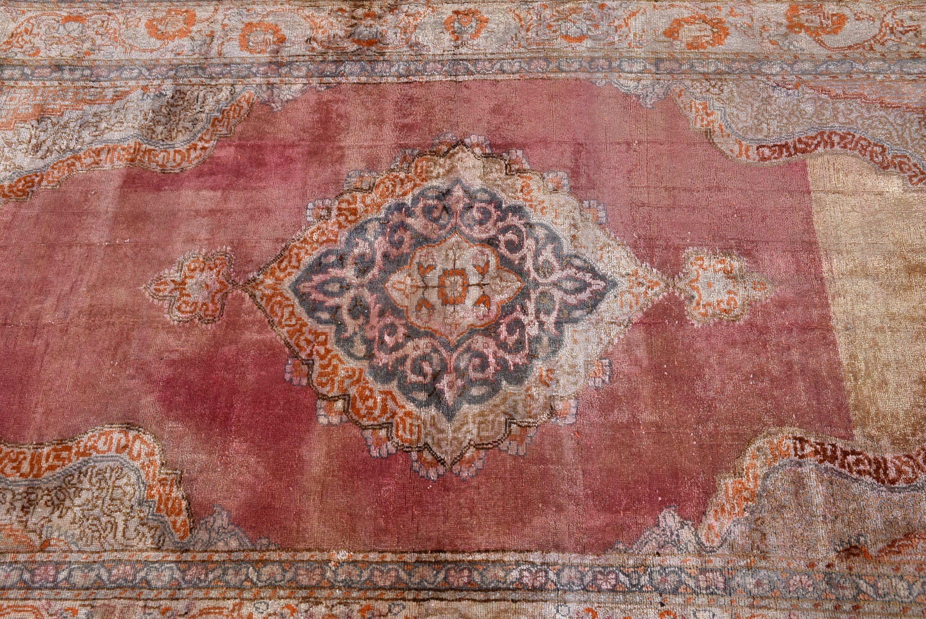 Yün Halı, Oturma Odası Halıları, Oushak Bölge Halısı, Vintage Halı, Bej Antika Halı, 3,8x6,4 ft Alan Halıları, Türkiye Halısı, Anadolu Halıları, Türk Halısı