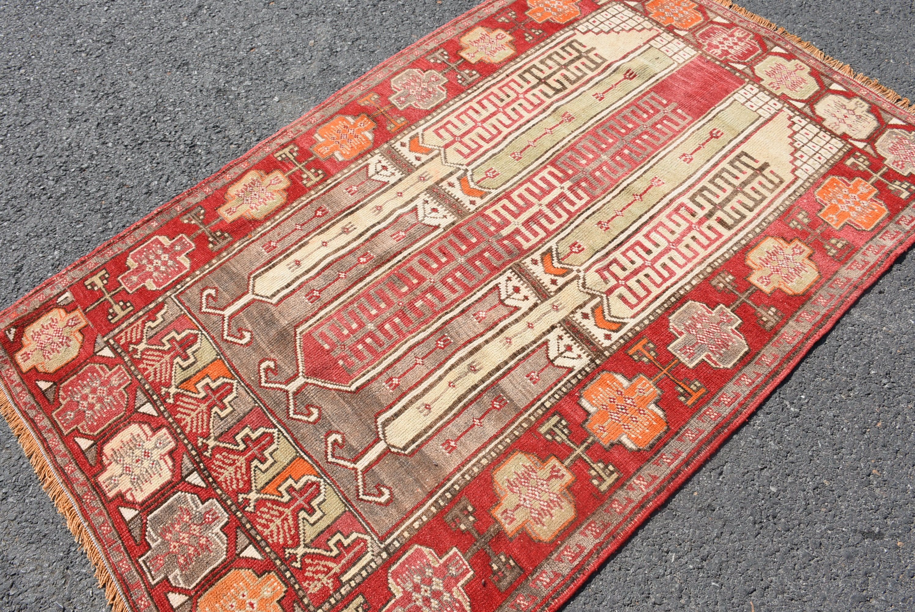 Mutfak Halısı, Ev Dekor Halıları, Kırmızı Antika Halılar, 3,9x6,1 ft Vurgulu Halılar, Vintage Halı, Çocuk Odası Halıları, Yatak Odası Halısı, Türk Halısı, Giriş Halısı