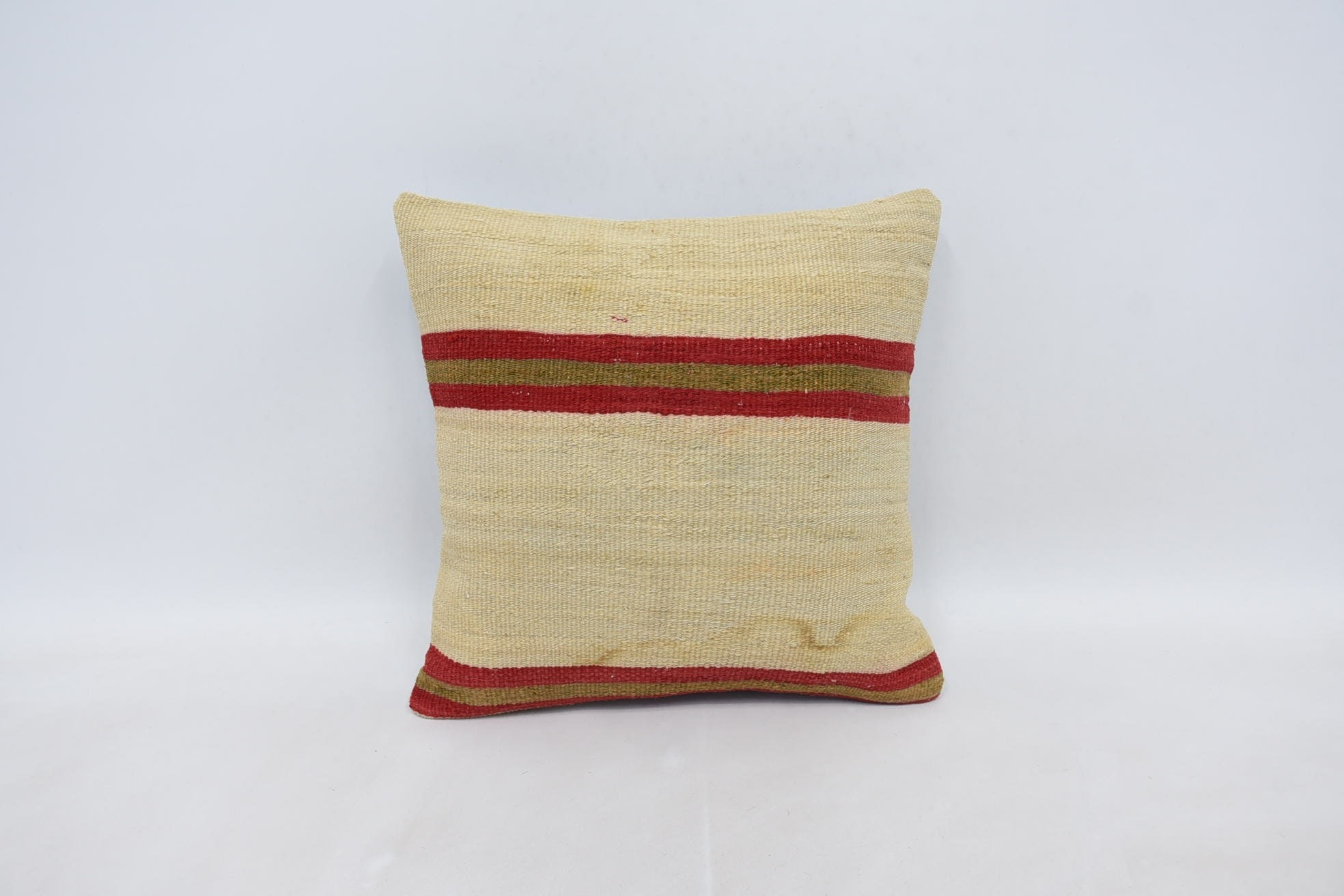 Hippie Throw Pillow Cover, Kilim Pillow, Gift Pillow, Turkish Kilim Pillow, Ethnic Pillow Cover Cushion Case, 16"x16" Beige Cushion Case