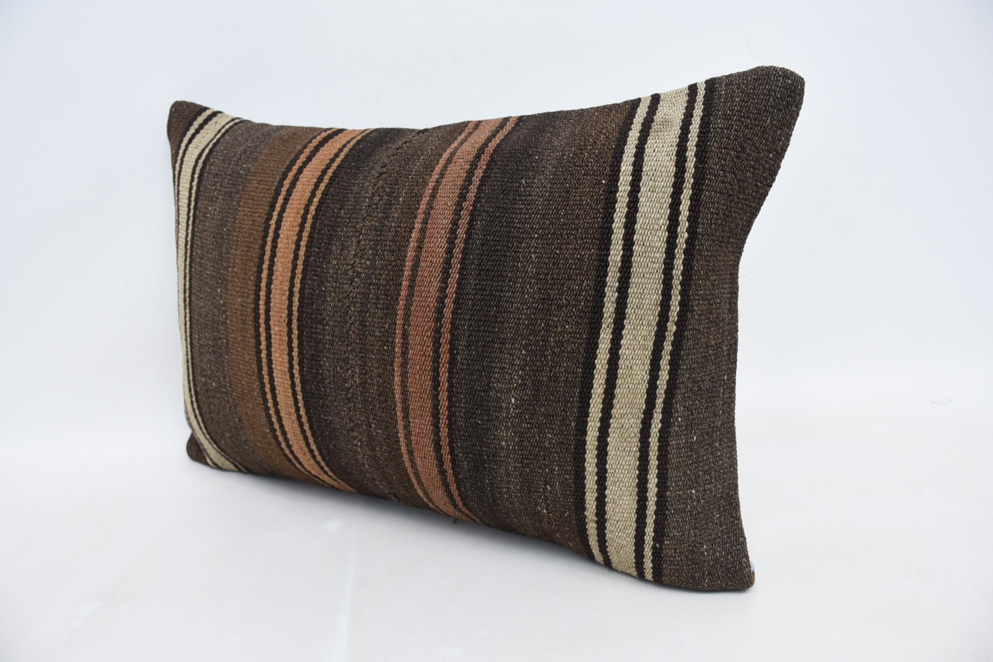 Handmade Kilim Cushion, Kilim Pillow, 16"x24" Brown Cushion, Bright Pillow Case, Boho Pillow, Couch Cushion, Aztec Pillow Sham