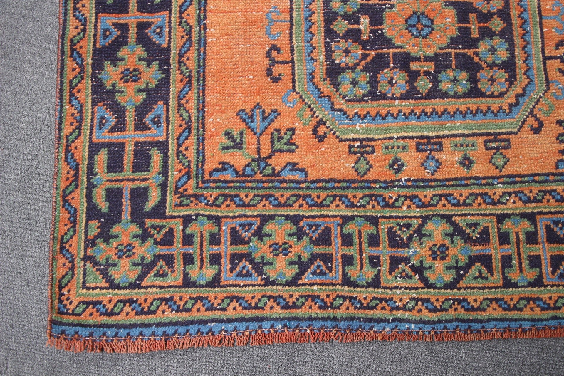Turkish Rug, 4.3x11.6 ft Runner Rug, Home Decor Rug, Abstract Rug, Rugs for Hallway, Moroccan Rugs, Vintage Rug, Orange Kitchen Rug
