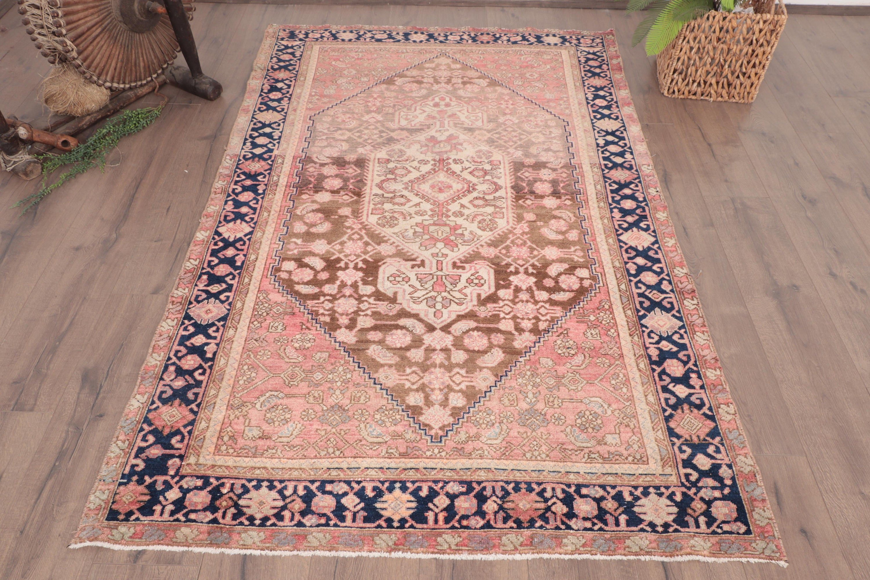 Indoor Rug, Pink Flatweave Rugs, Vintage Rugs, 4.2x6.7 ft Area Rug, Antique Rug, Dining Room Rugs, Turkish Rugs, Ethnic Rugs