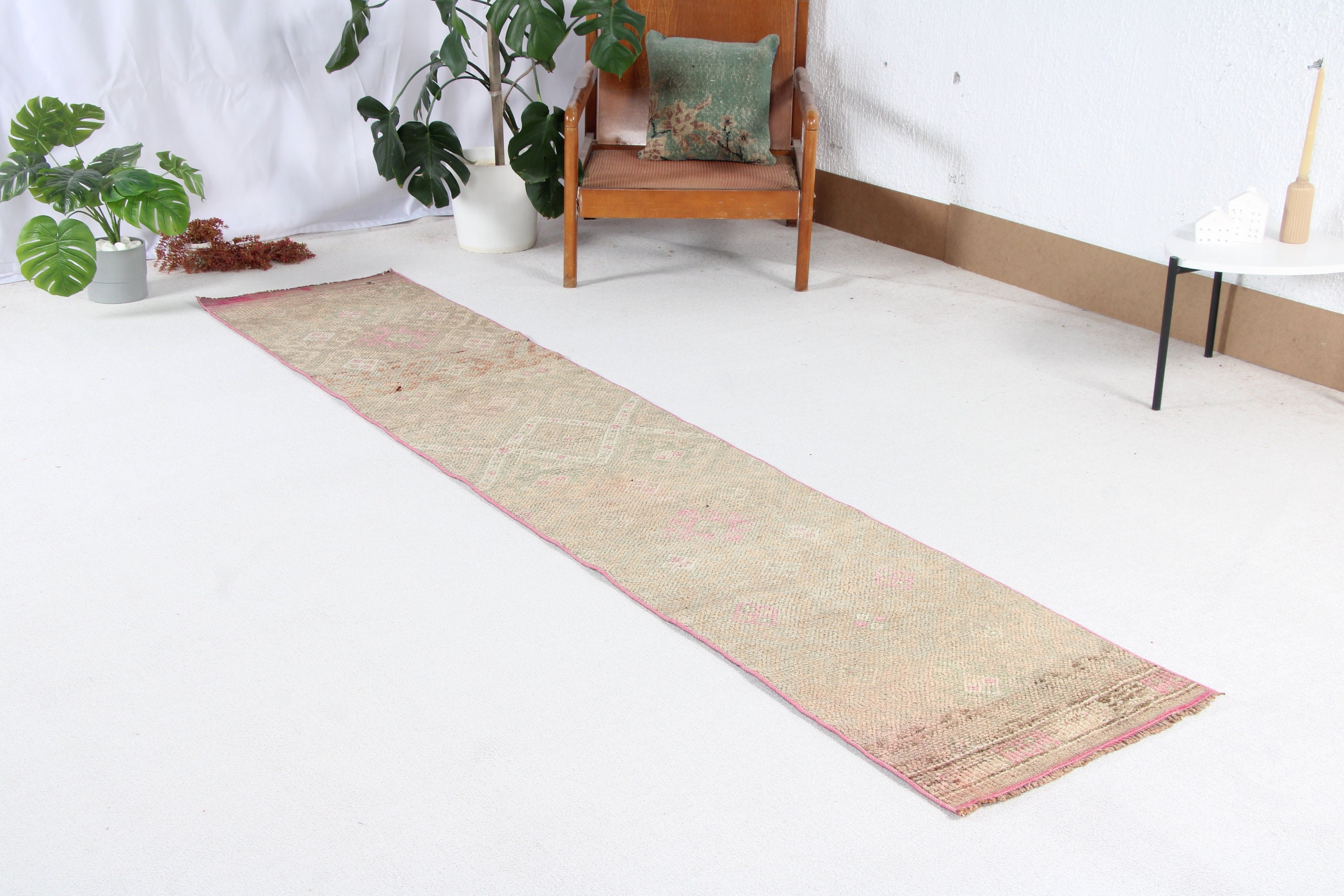 Vintage Halılar, Kahverengi Lüks Halılar, Merdiven Halıları, Mutfak Halısı, Merdiven Halıları, Lüks Halı, 1.9x9.8 ft Yolluk Halısı, Türk Halıları