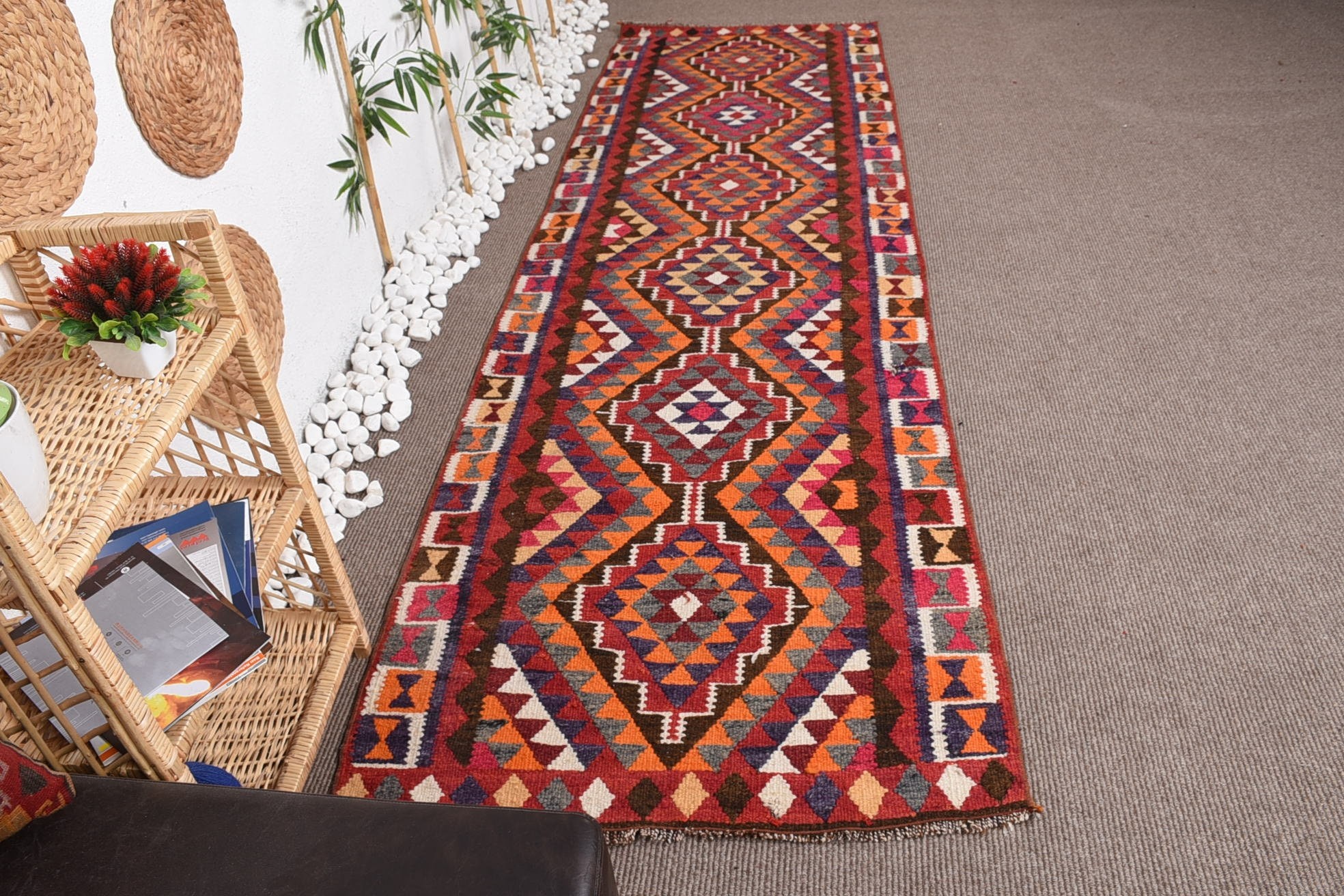 Oriental Rug, Vintage Home Decor Rugs, Vintage Rug, Kilim, 3.3x11.2 ft Runner Rug, Rugs for Kitchen, Turkish Rugs, Wool Rug, Kitchen Rug