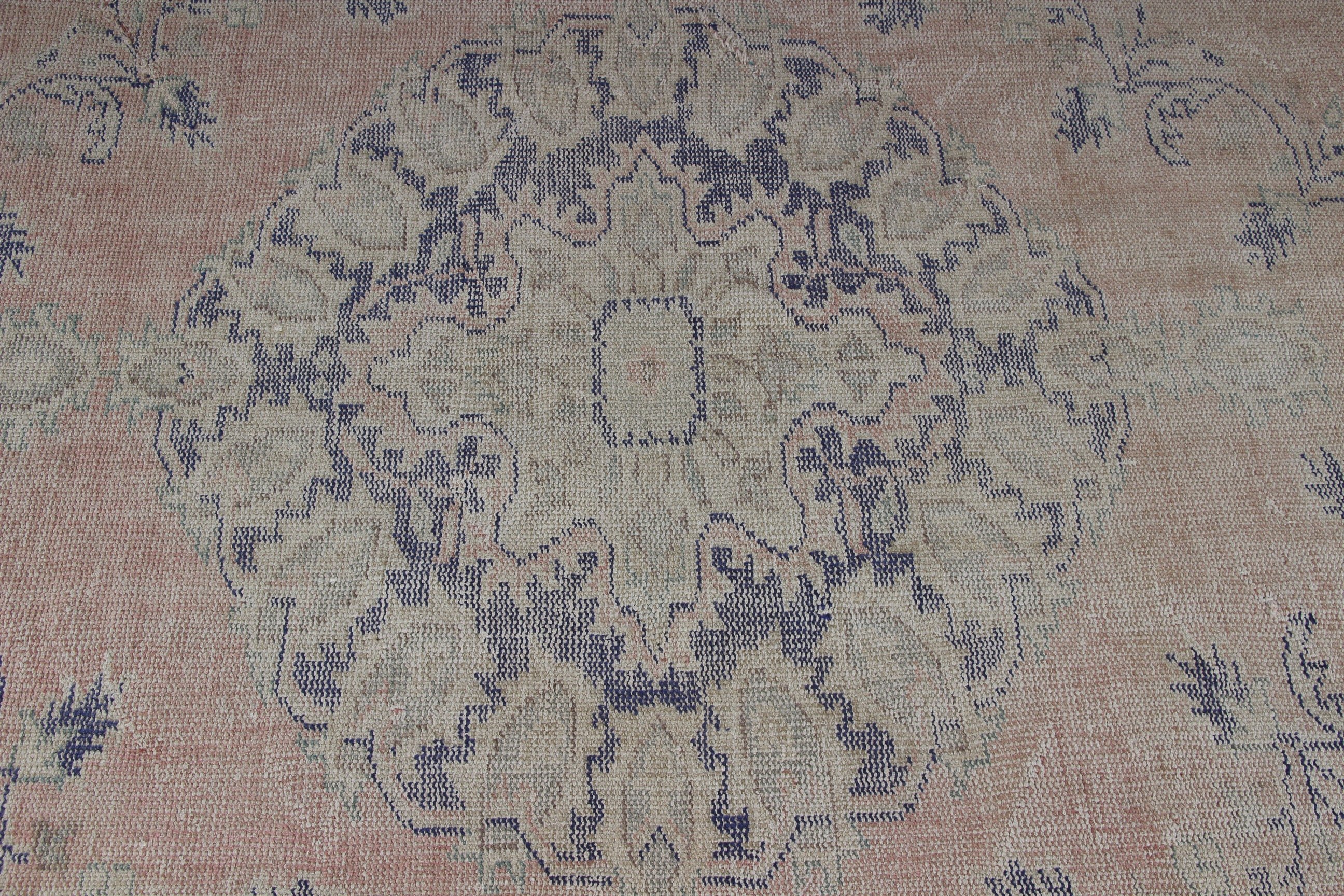 Büyük Boho Halı, Vintage Halılar, Türk Halıları, 6.4x8.1 ft Büyük Halılar, Bej Geometrik Halılar, Büyük Oushak Halı, Modern Halı