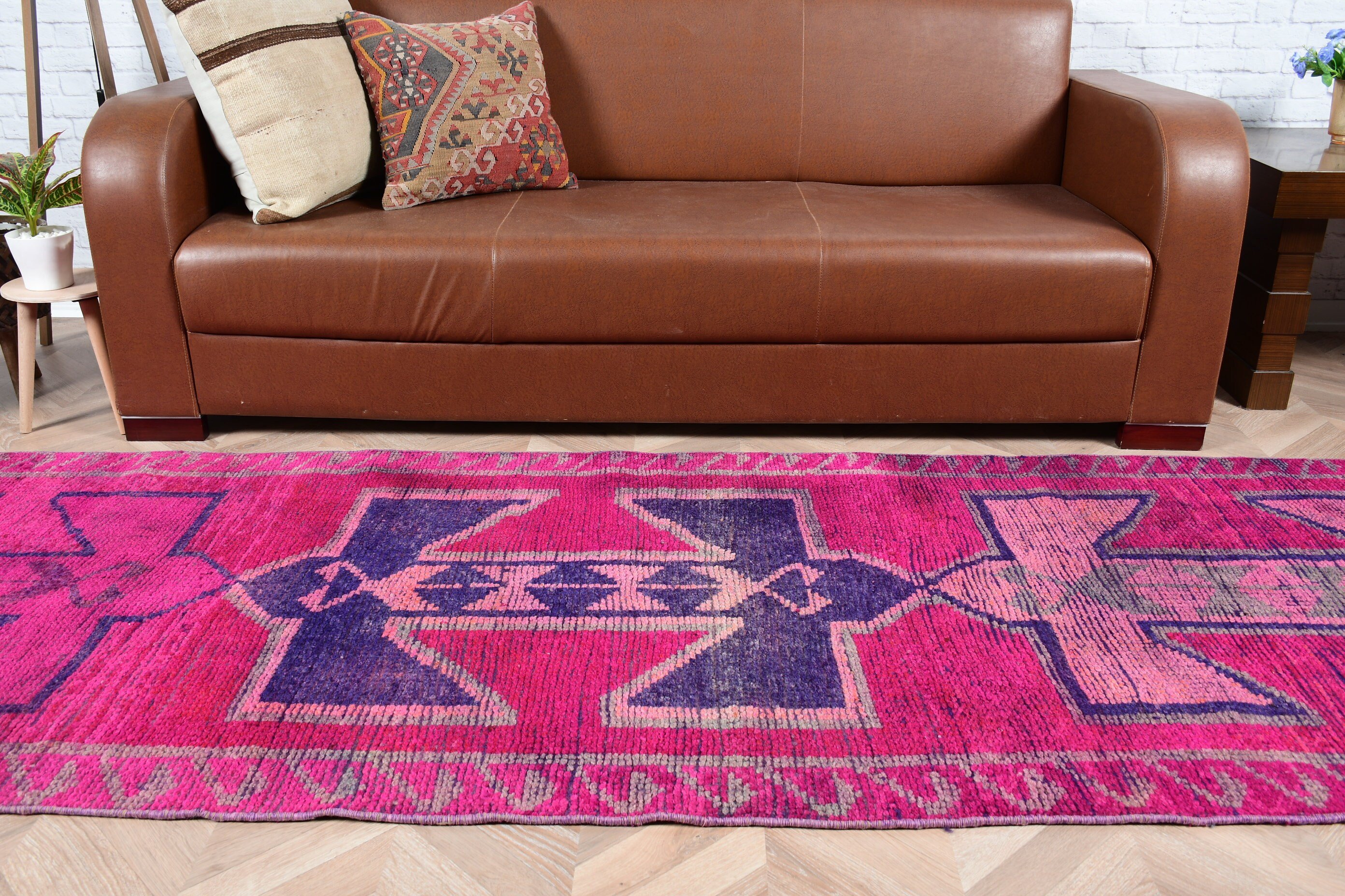 Tasarımcı Halı, Ev Dekorasyonu Halısı, Pembe Antika Halılar, Koridor Halısı, Türk Halısı, 3x11.2 ft Runner Halısı, Vintage Halı, Koridor Halısı, Oryantal Halı