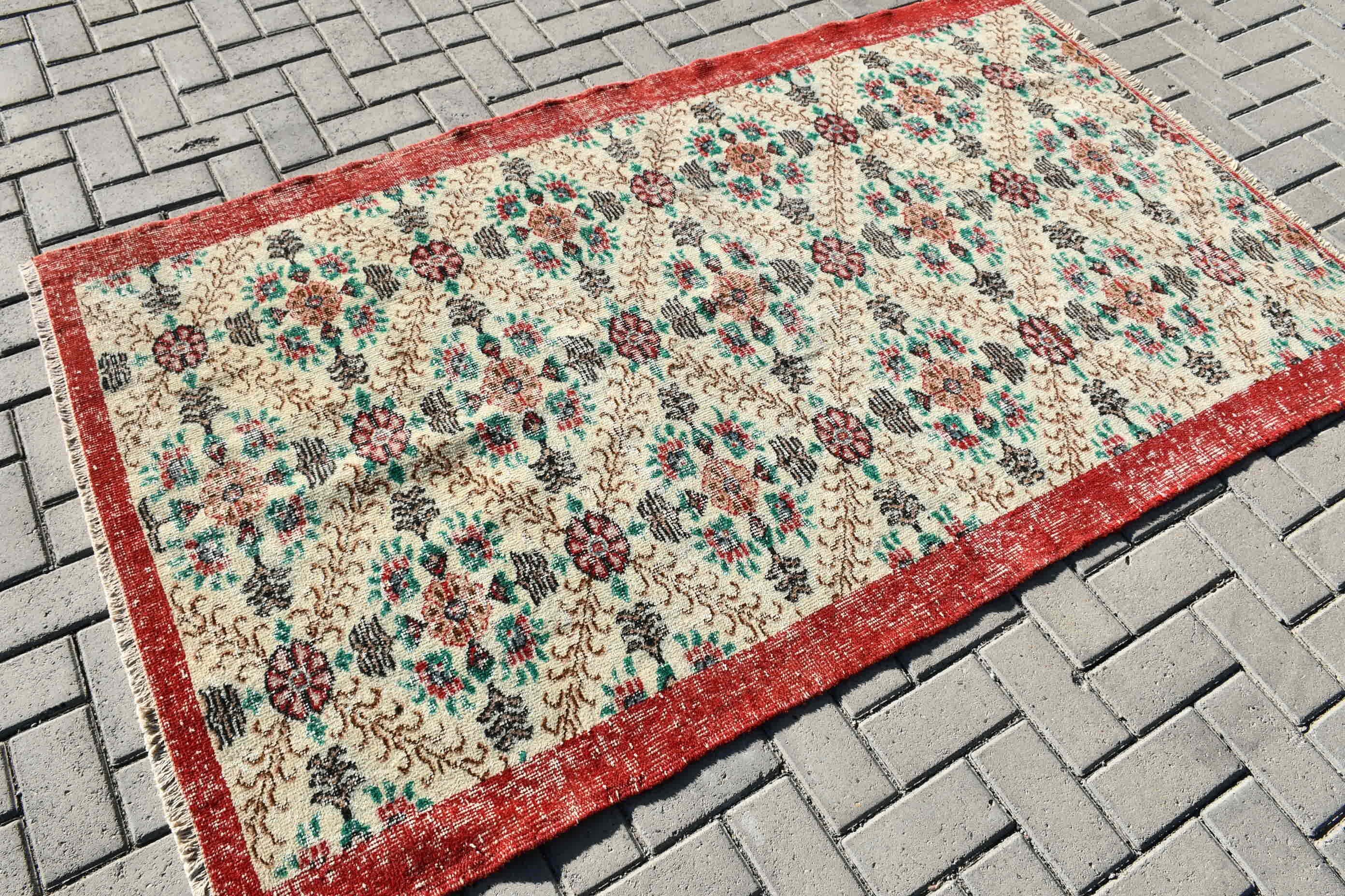 4x6.8 ft Area Rugs, Boho Area Rug Rugs, Oushak Rug, Vintage Rug, Rugs for Kitchen, Turkish Rug, Floor Rug, Red Floor Rugs, Nursery Rug