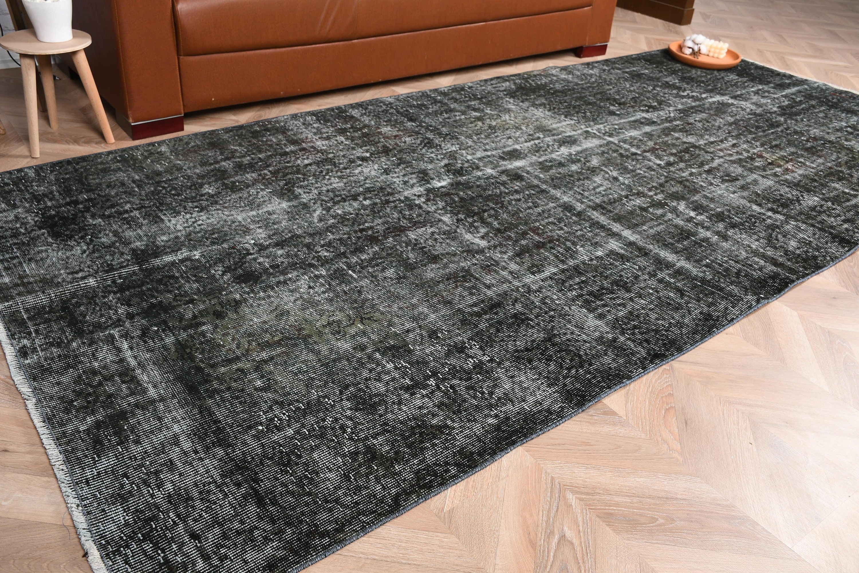 Floor Rug, Black Anatolian Rugs, 4.6x10 ft Large Rug, Vintage Rug, Rugs for Living Room, Turkish Rugs, Living Room Rug, Bedroom Rug