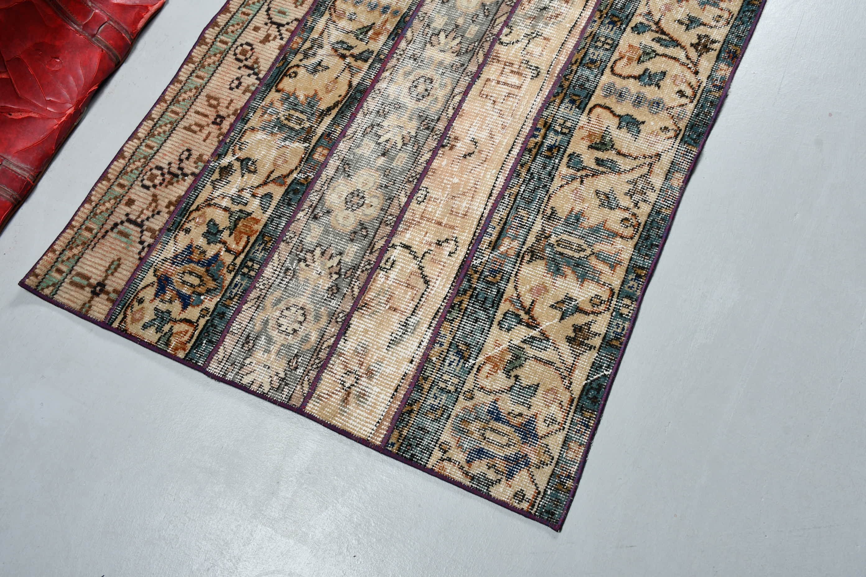 3x4.5 ft Small Rug, Vintage Rug, Beige Floor Rugs, Natural Rug, Kitchen Rug, Rugs for Car Mat, Turkish Rugs, Bedroom Rug, Door Mat Rug