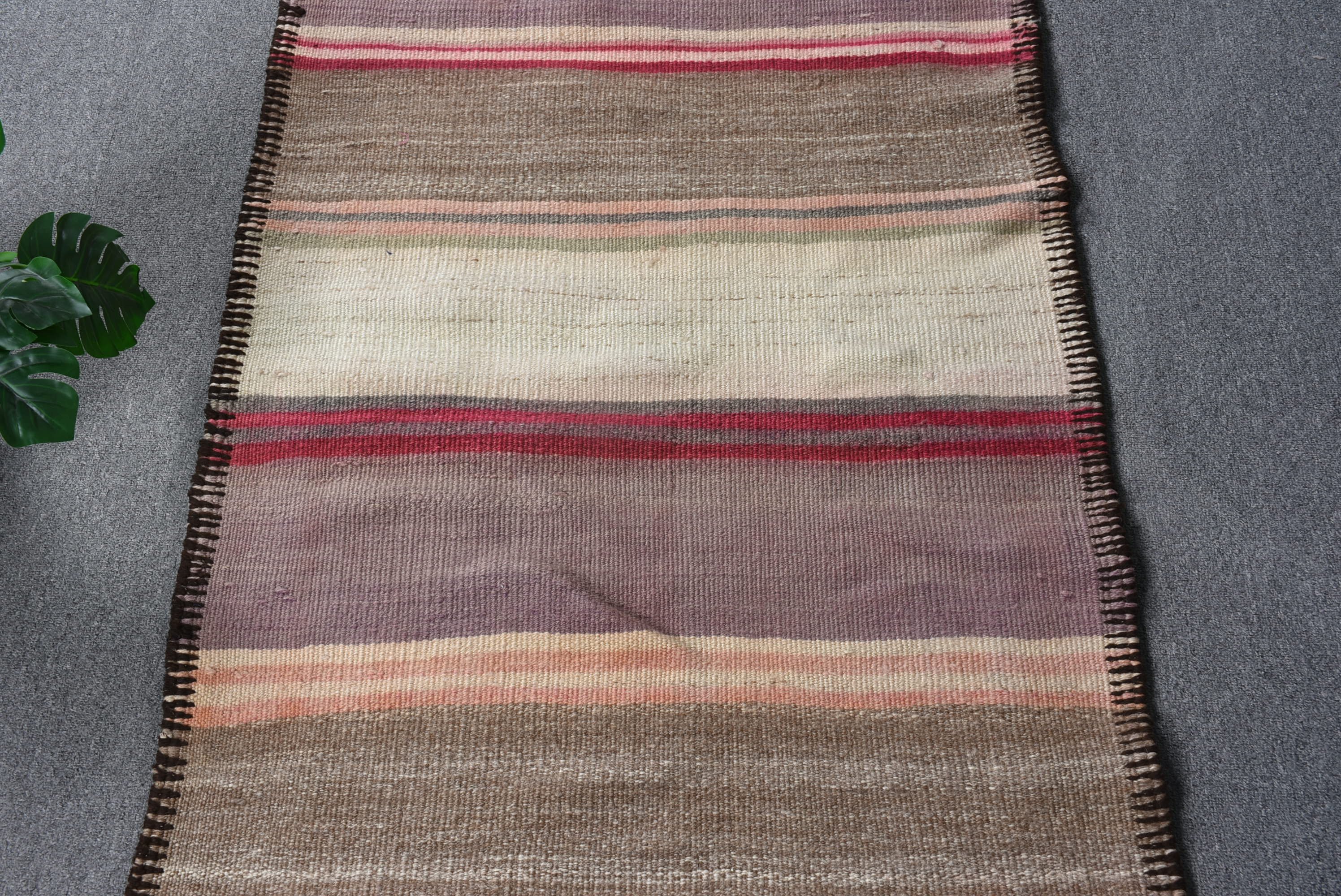 Turkish Rug, Oriental Rug, Purple Oriental Rug, Rugs for Corridor, Anatolian Rug, Vintage Rug, 2.6x11.8 ft Runner Rugs, Kitchen Rug