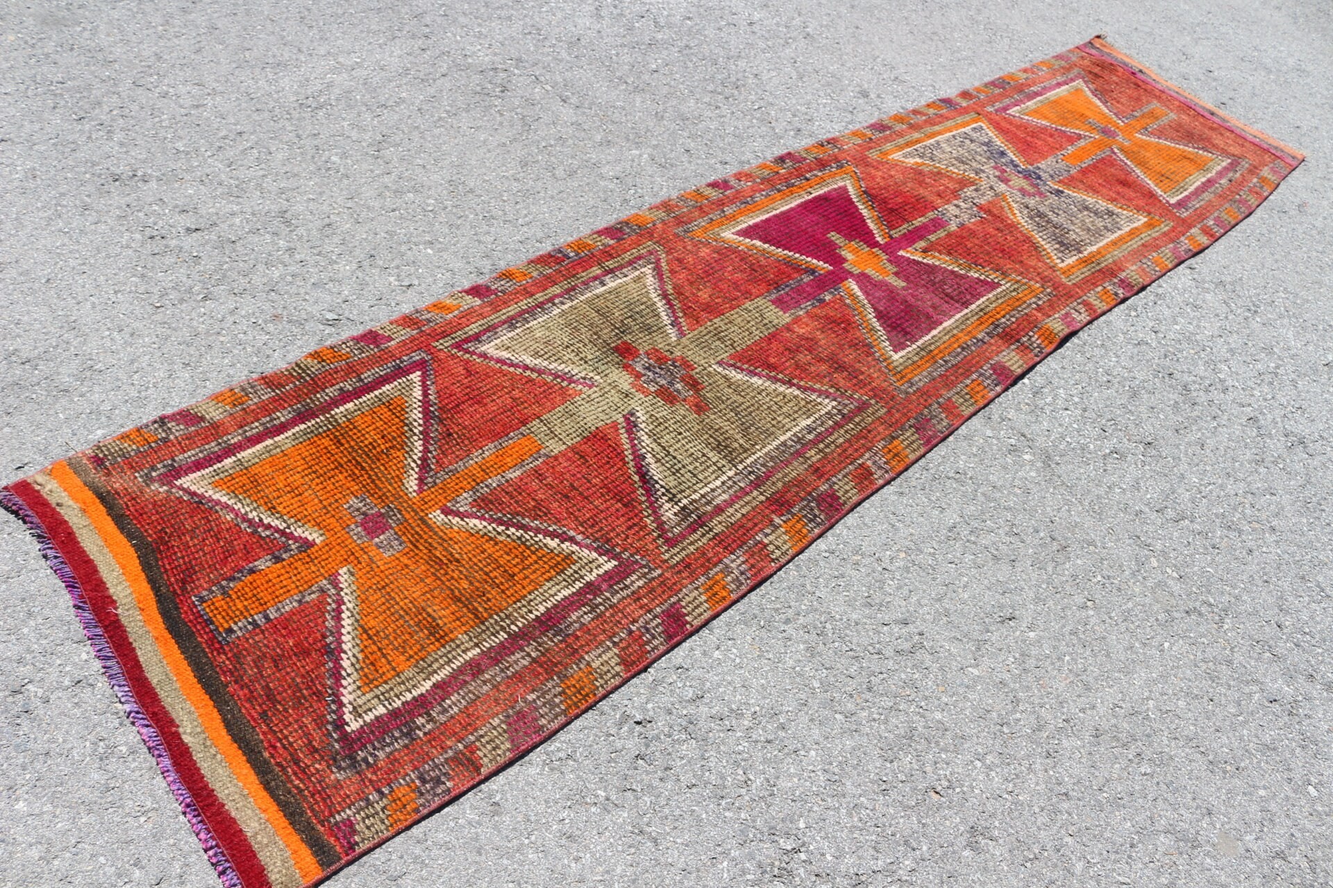 Vintage Rug, Stair Rugs, 2.5x11.3 ft Runner Rugs, Turkish Rugs, Orange Home Decor Rugs, Dorm Rug, Floor Rugs, Rugs for Runner, Moroccan Rug