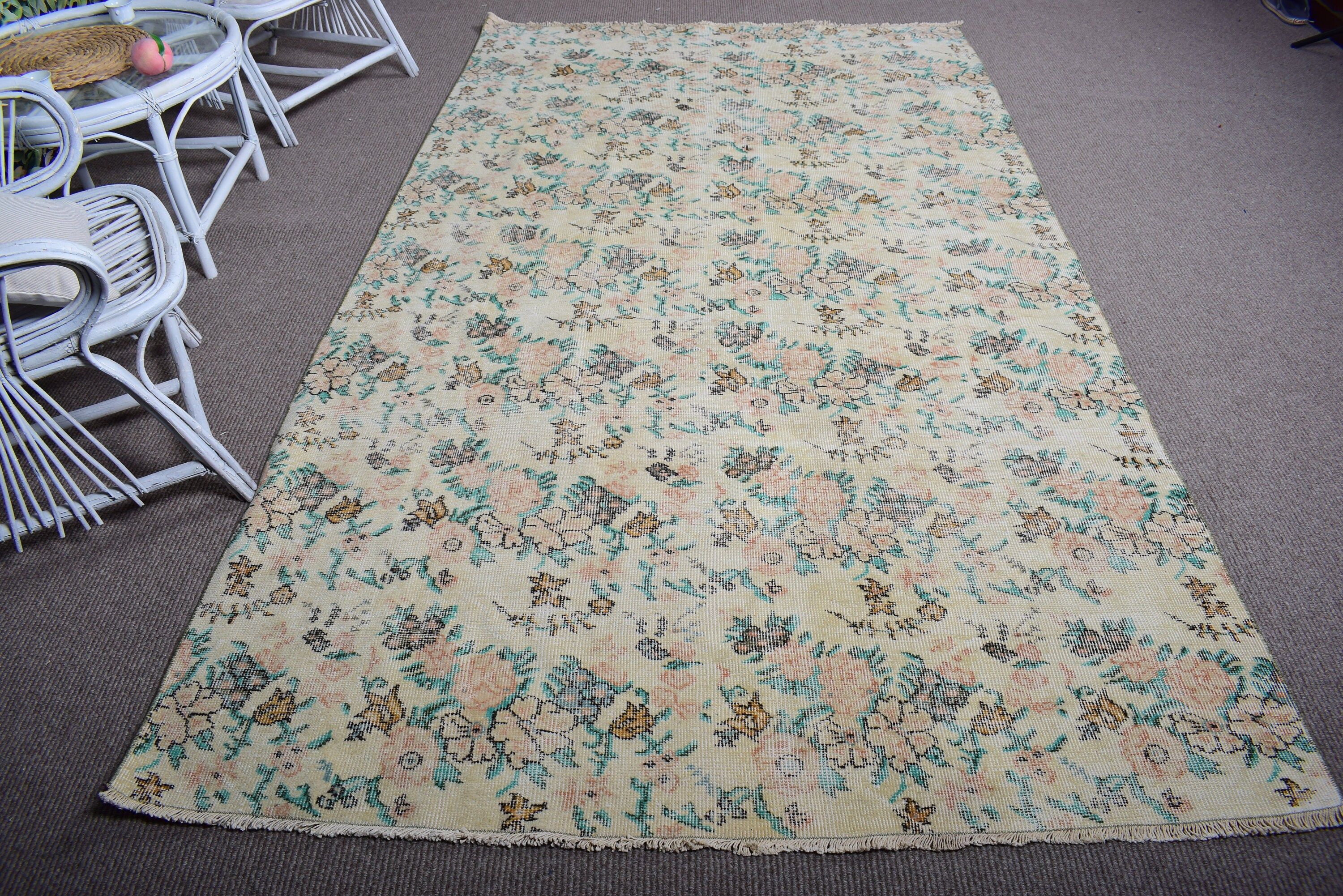 Yatak Odası Halıları, Havalı Halı, Büyük Vintage Halılar, Boho Halı, Türkiye Halısı, Bej Anadolu Halıları, Türk Halıları, 5,4x9,4 ft Büyük Halı, Vintage Halı