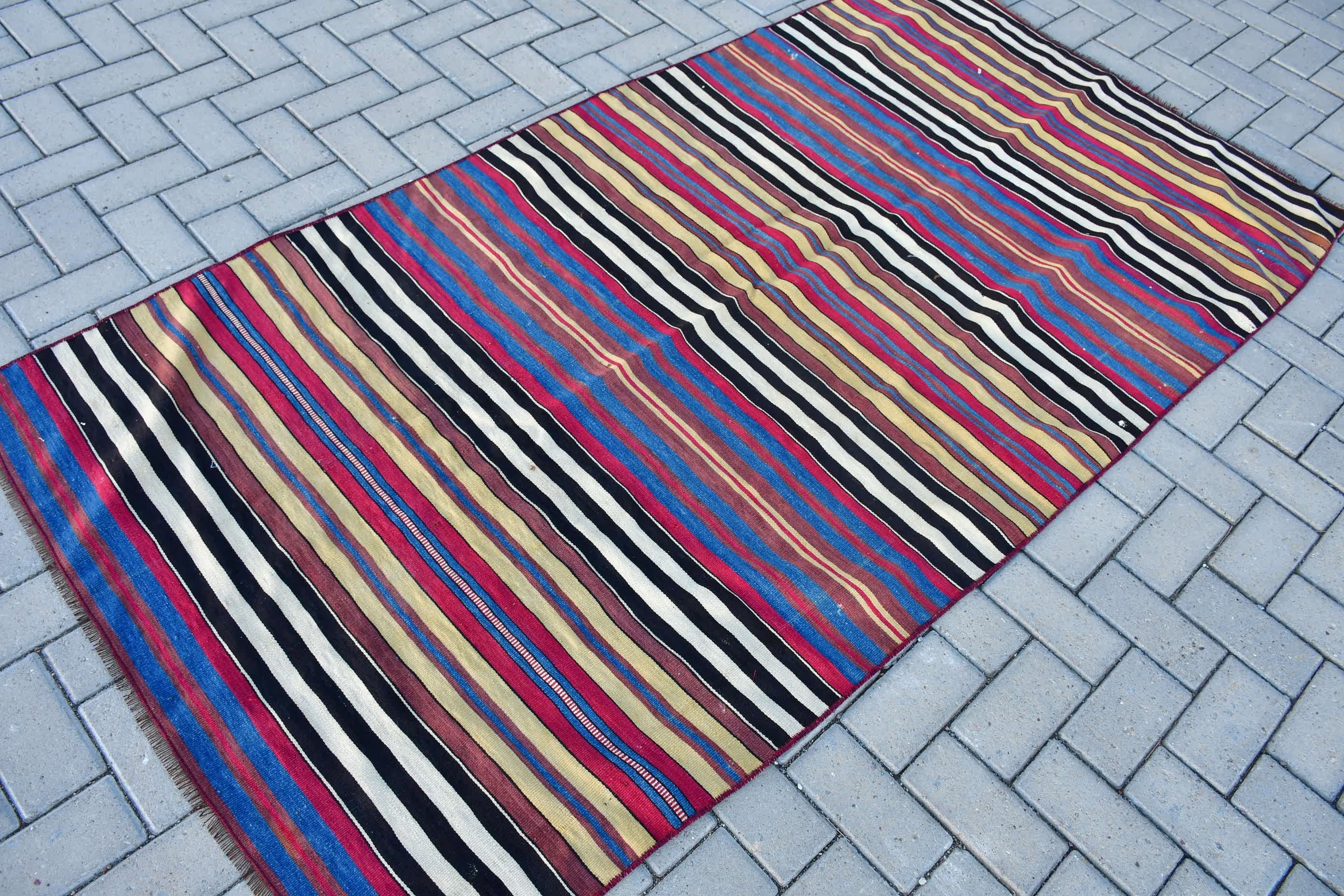 Kilim, Vintage Halı, Anadolu Halıları, Mavi Oryantal Halı, Yemek Odası Halısı, Türk Halıları, Yer Halısı, 3,9x7,4 ft Alan Halıları