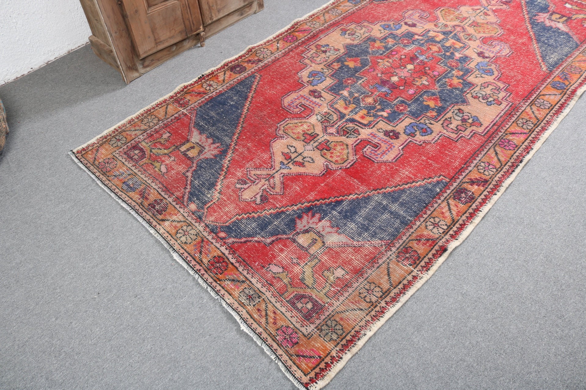 Red Statement Rugs, Turkish Rugs, Vintage Rug, Bedroom Rugs, 4.3x8.4 ft Area Rugs, Cool Rug, Rugs for Floor, Luxury Rug, Floor Rug