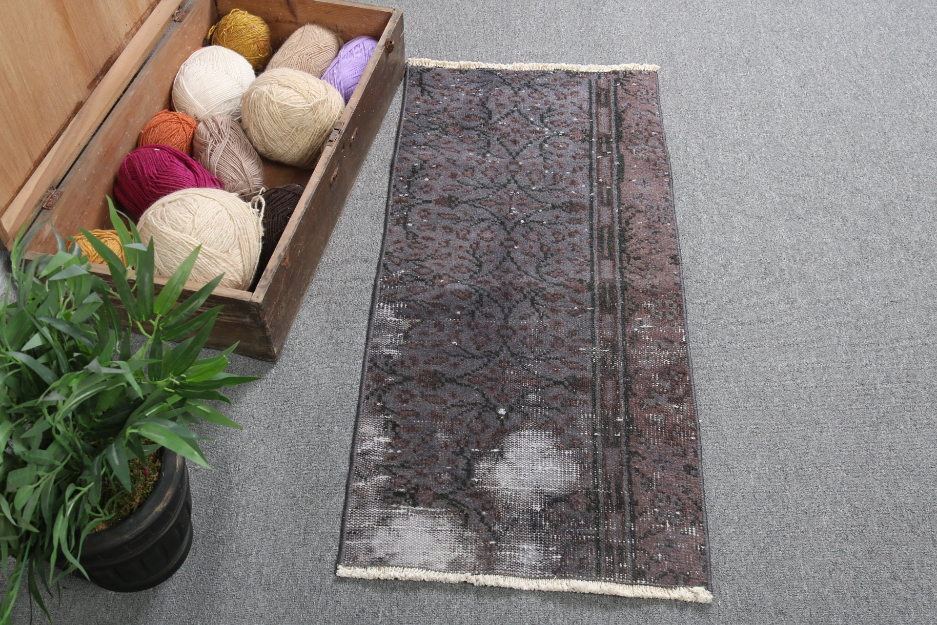 Kapı Paspas Halısı, Ev Dekor Halıları, Gri Soğuk Halılar, Türk Halısı, Oryantal Halı, Boho Halıları, 1.6x3.5 ft Küçük Halılar, Vintage Halılar, Duvara Asılı Halı